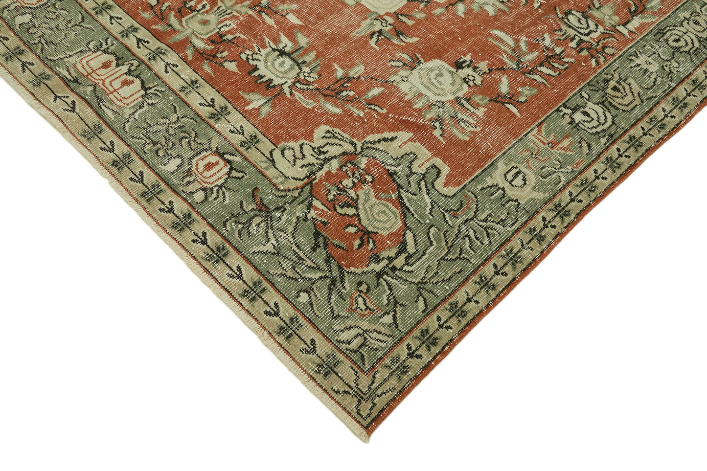 6x9 Beige Turkish Vintage Area Rug - 44574