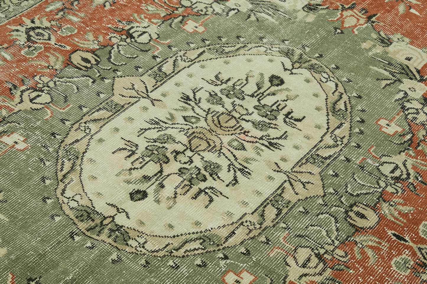 6x9 Beige Turkish Vintage Area Rug - 44574