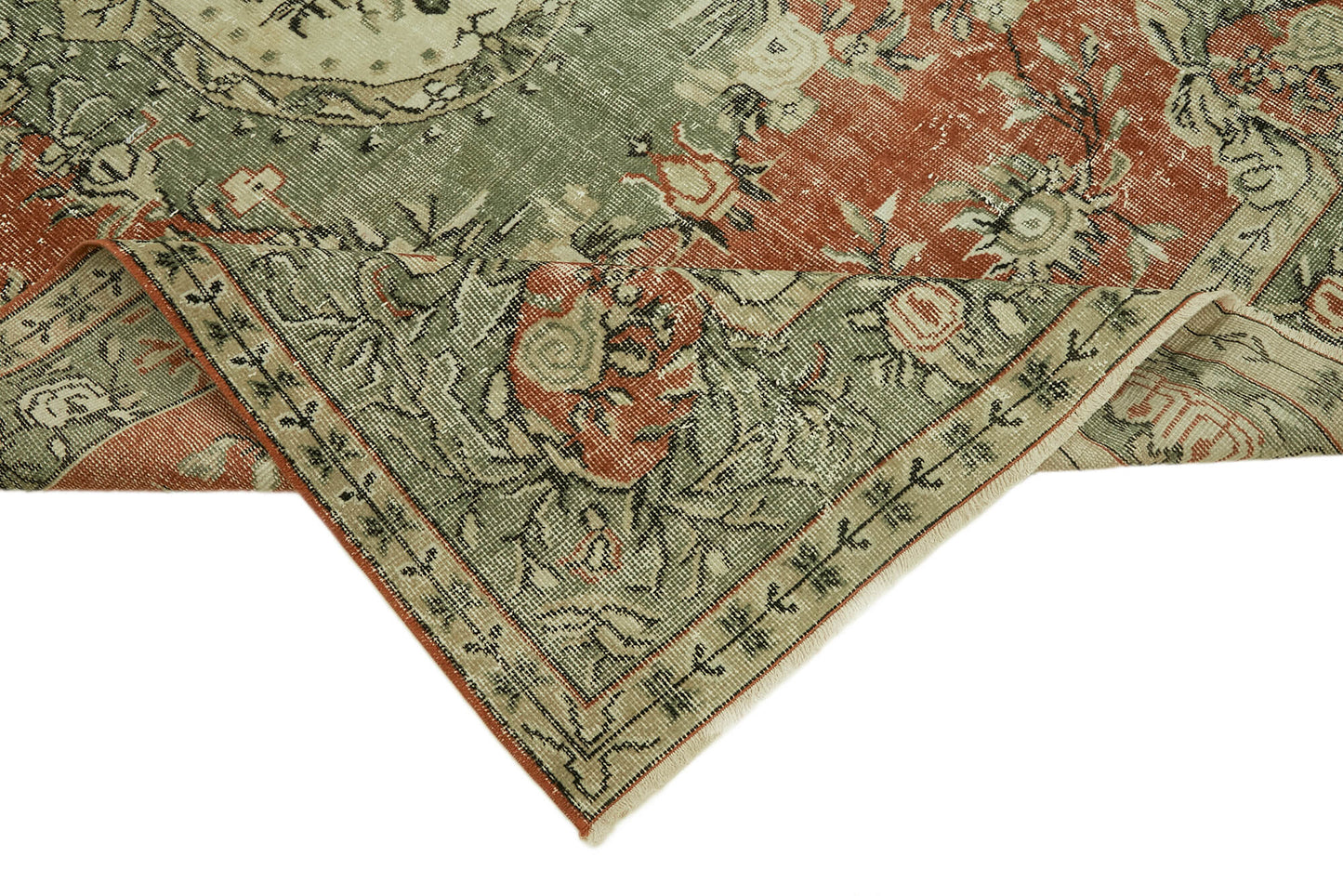 6x9 Beige Turkish Vintage Area Rug - 44574