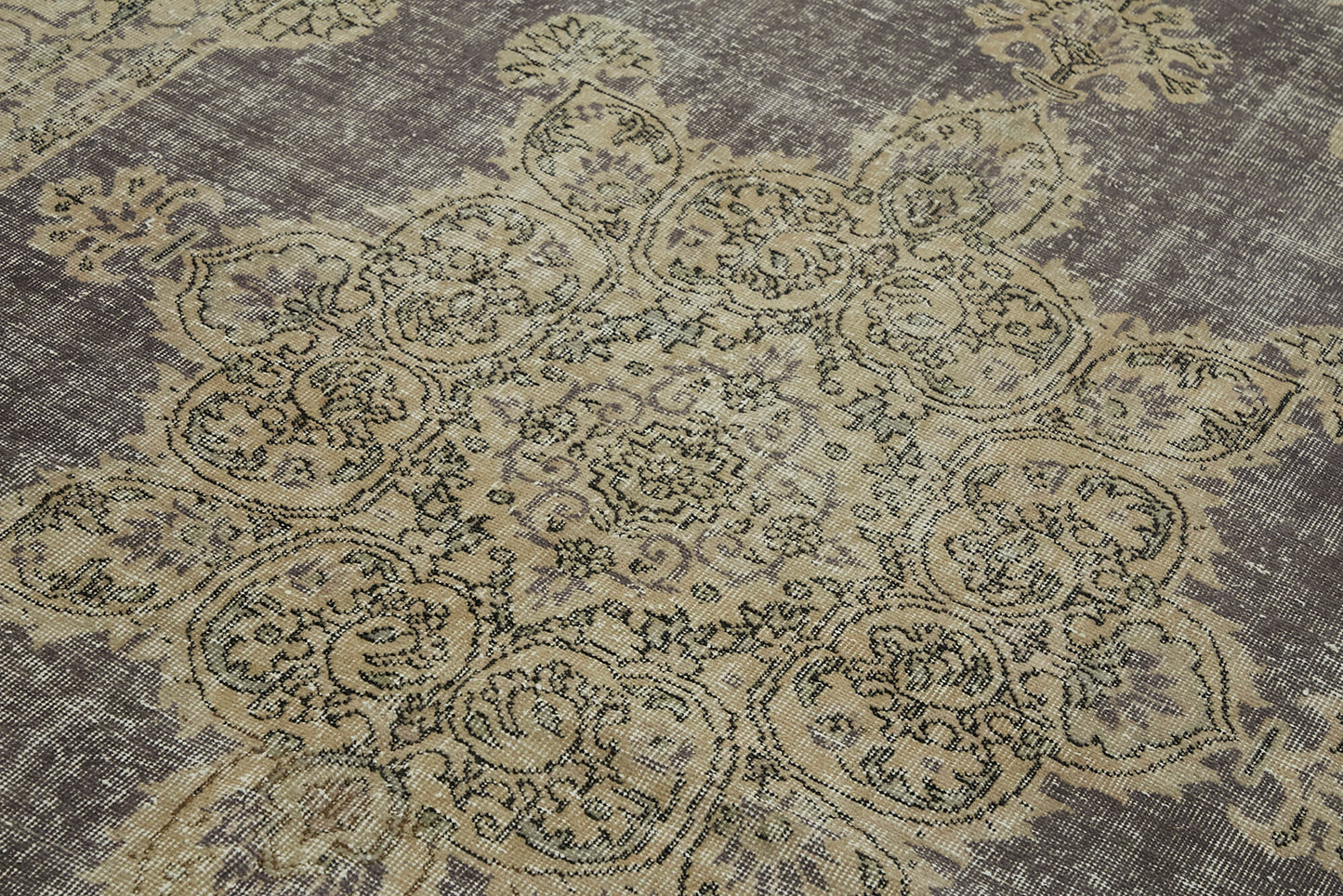 7x10 Beige Turkish Vintage Area Rug - 44582