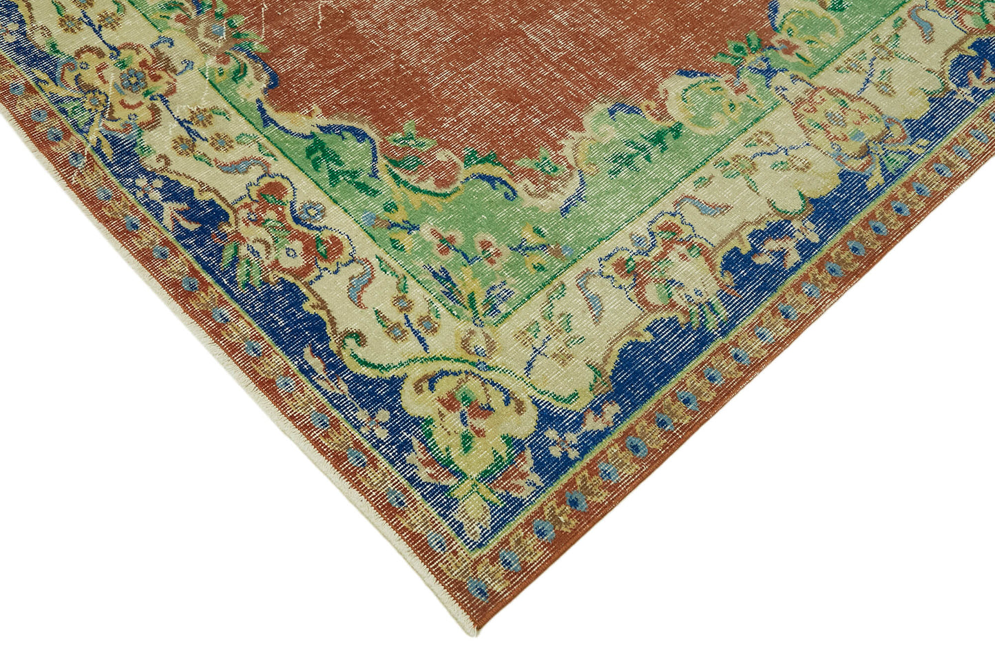 6x9 Beige Turkish Vintage Area Rug - 44592