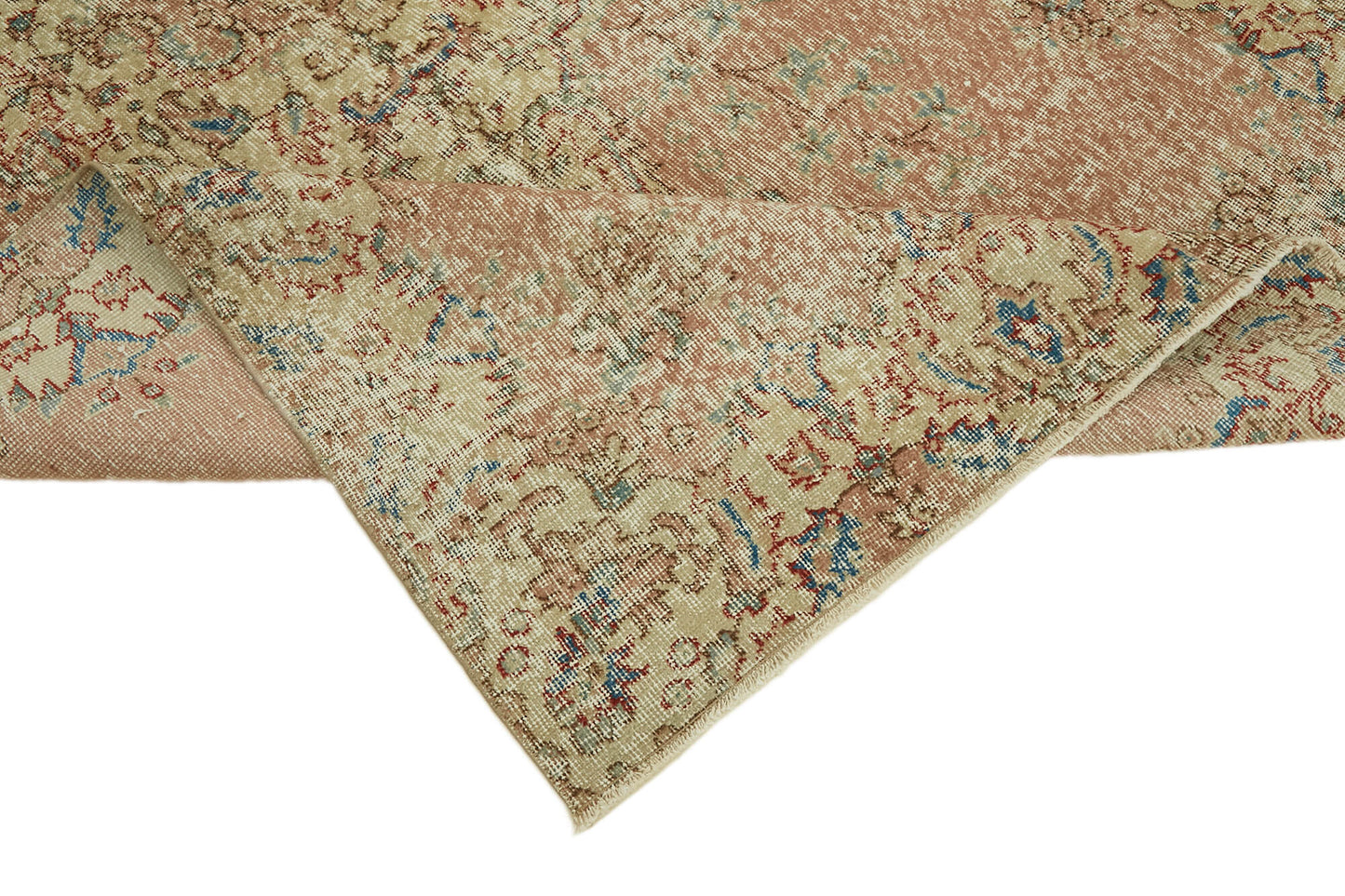 5x8 Beige Turkish Vintage Area Rug - 44597