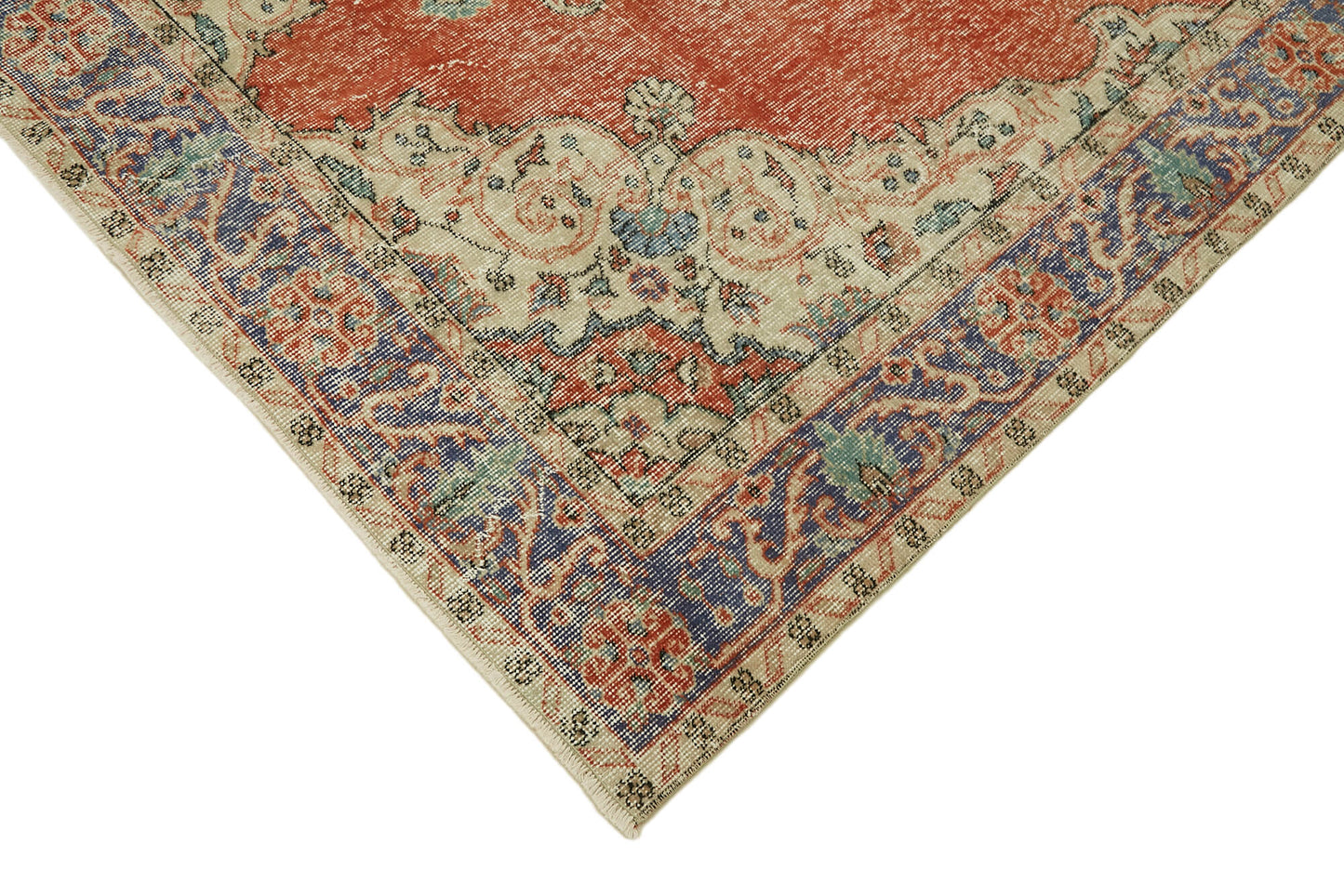 5x9 Beige Turkish Vintage Area Rug - 44598