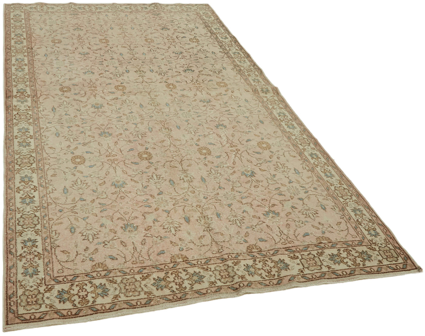 5x9 Beige Turkish Vintage Area Rug - 44601