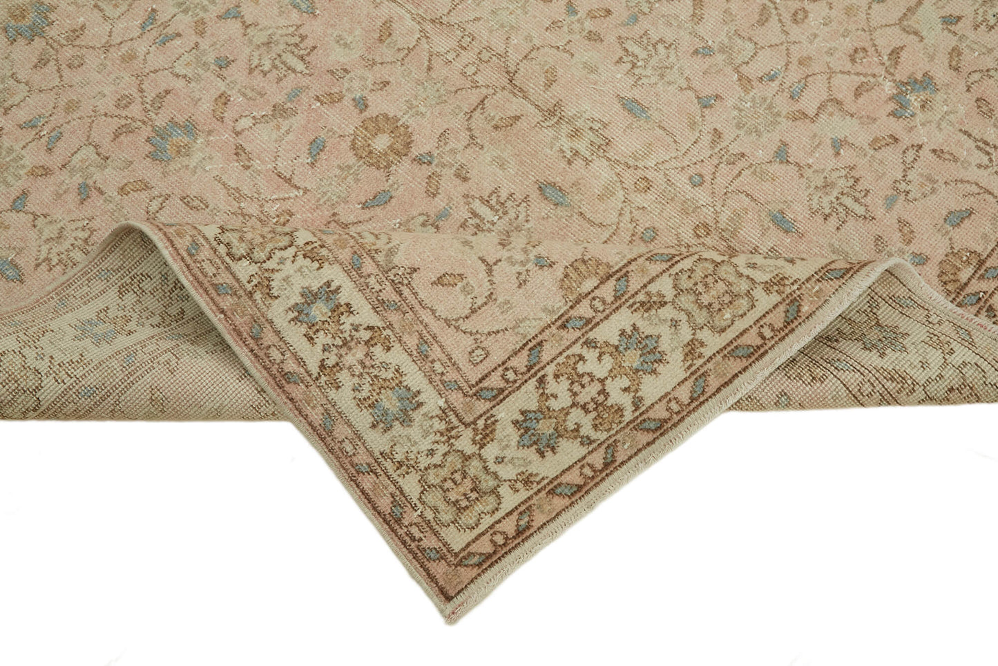 5x9 Beige Turkish Vintage Area Rug - 44601