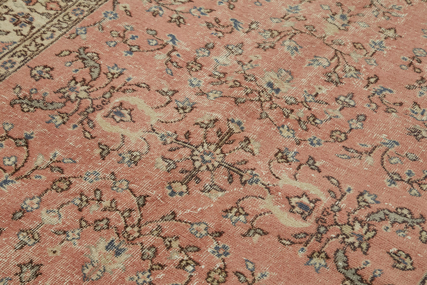 5x8 Beige Turkish Vintage Area Rug - 44609