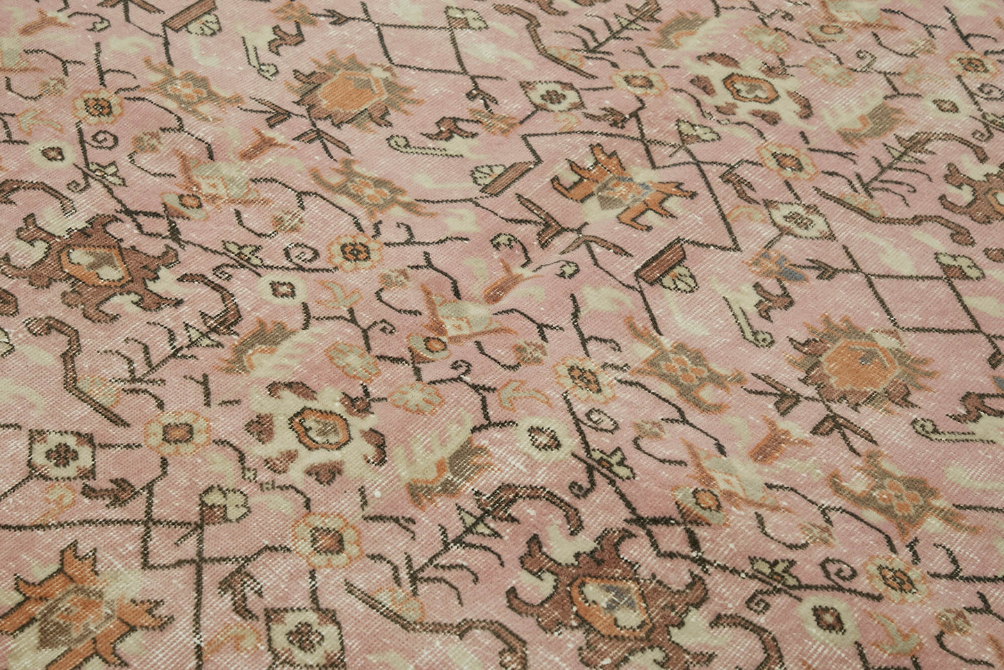6x9 Beige Turkish Vintage Area Rug - 44612