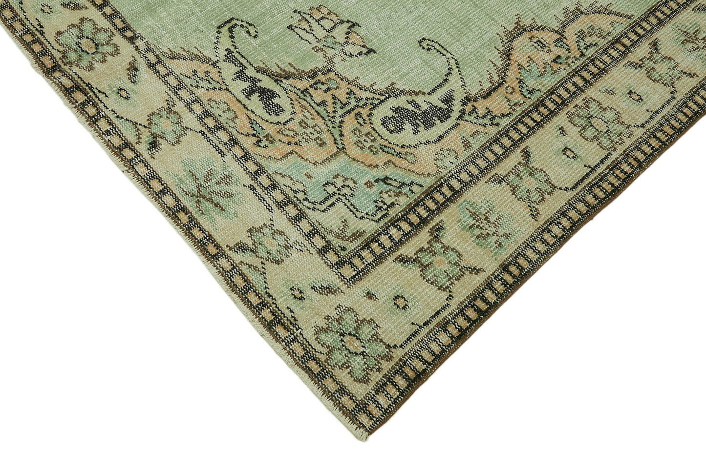 6x9 Beige Turkish Vintage Area Rug - 44613