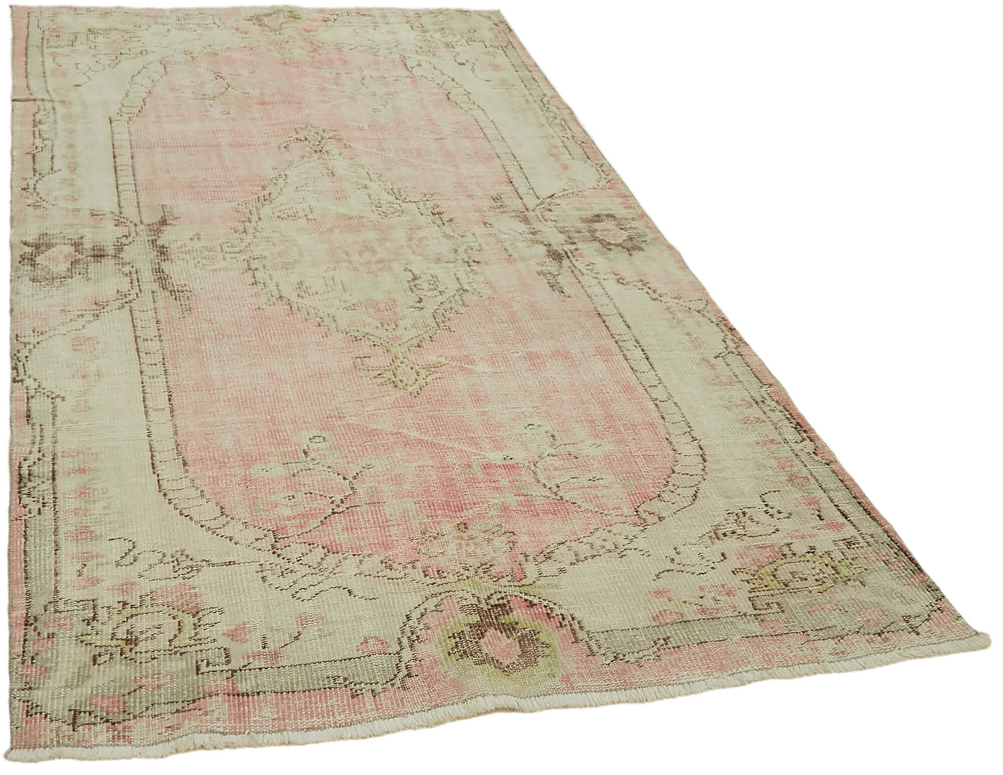 5x8 Beige Turkish Vintage Area Rug - 44615