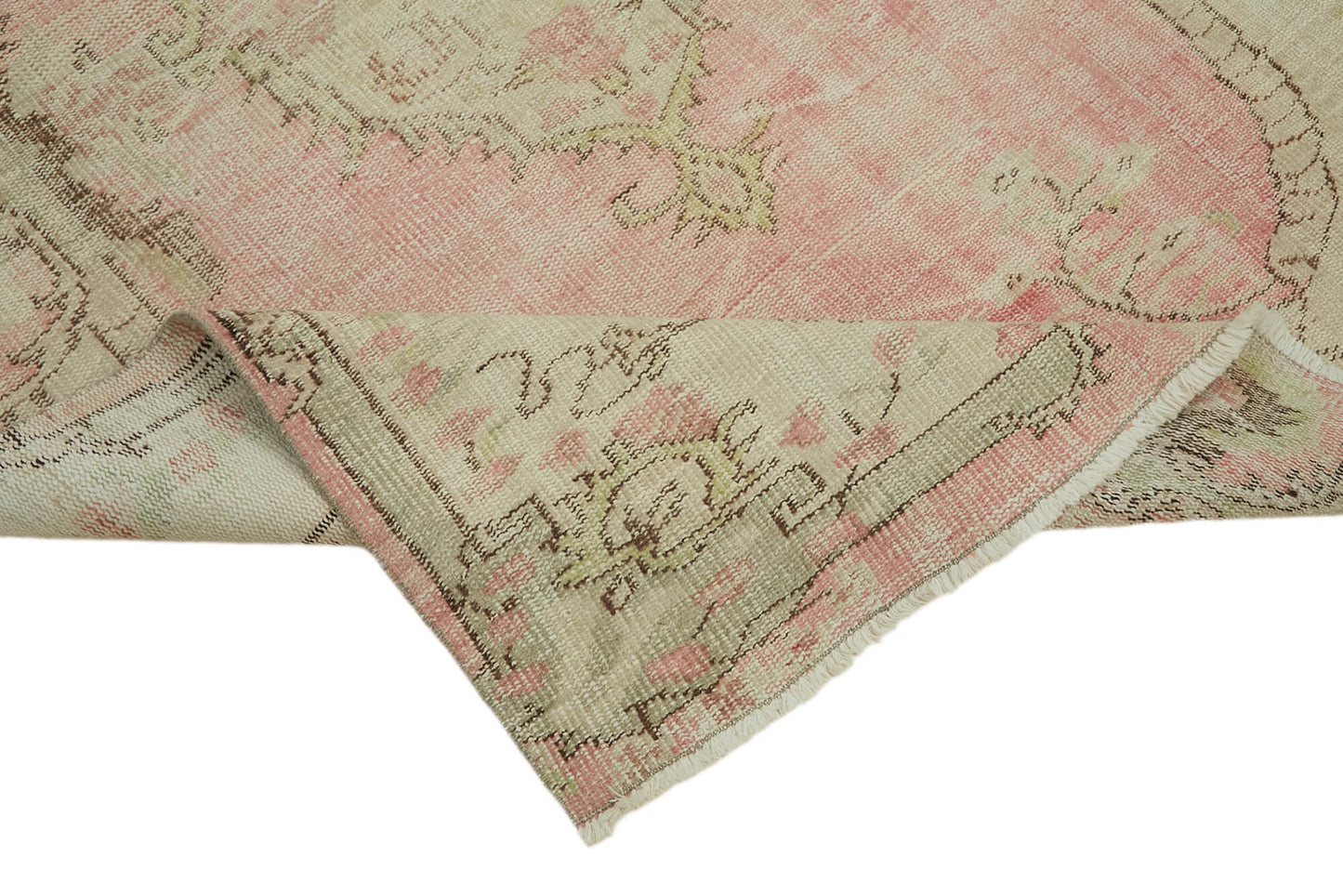 5x8 Beige Turkish Vintage Area Rug - 44615