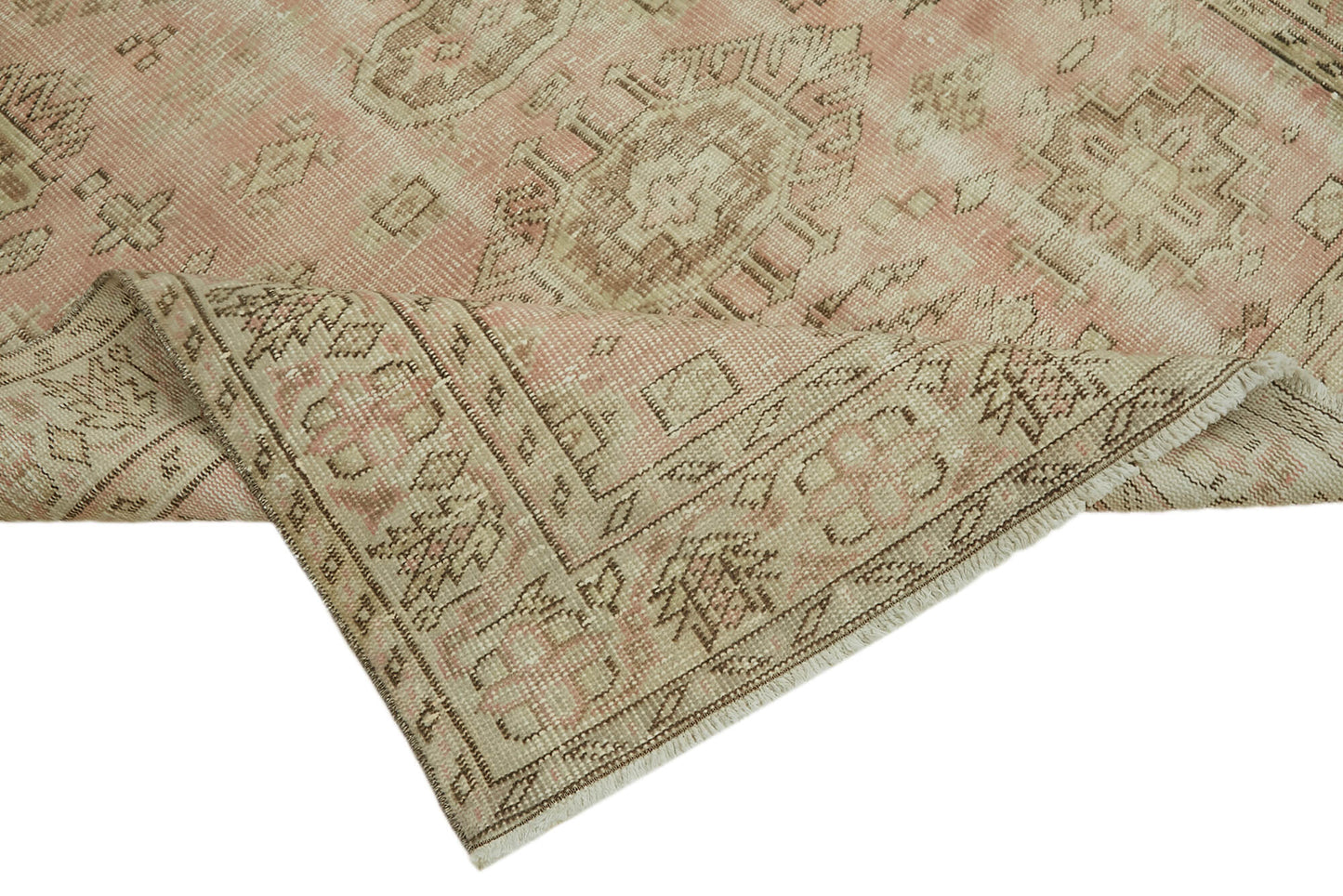 5x8 Beige Turkish Vintage Area Rug - 44616