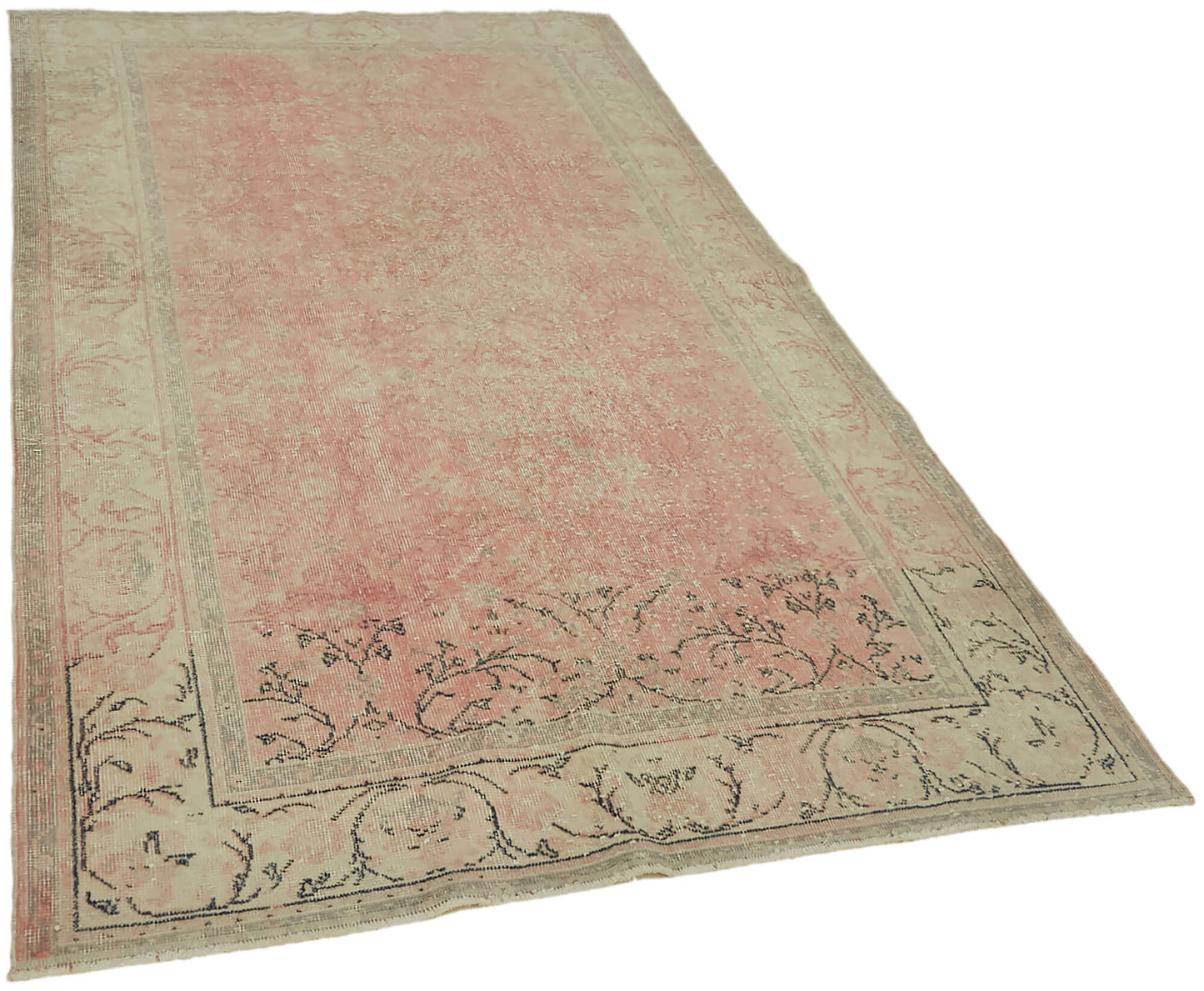 5x8 Beige Turkish Vintage Area Rug - 44617