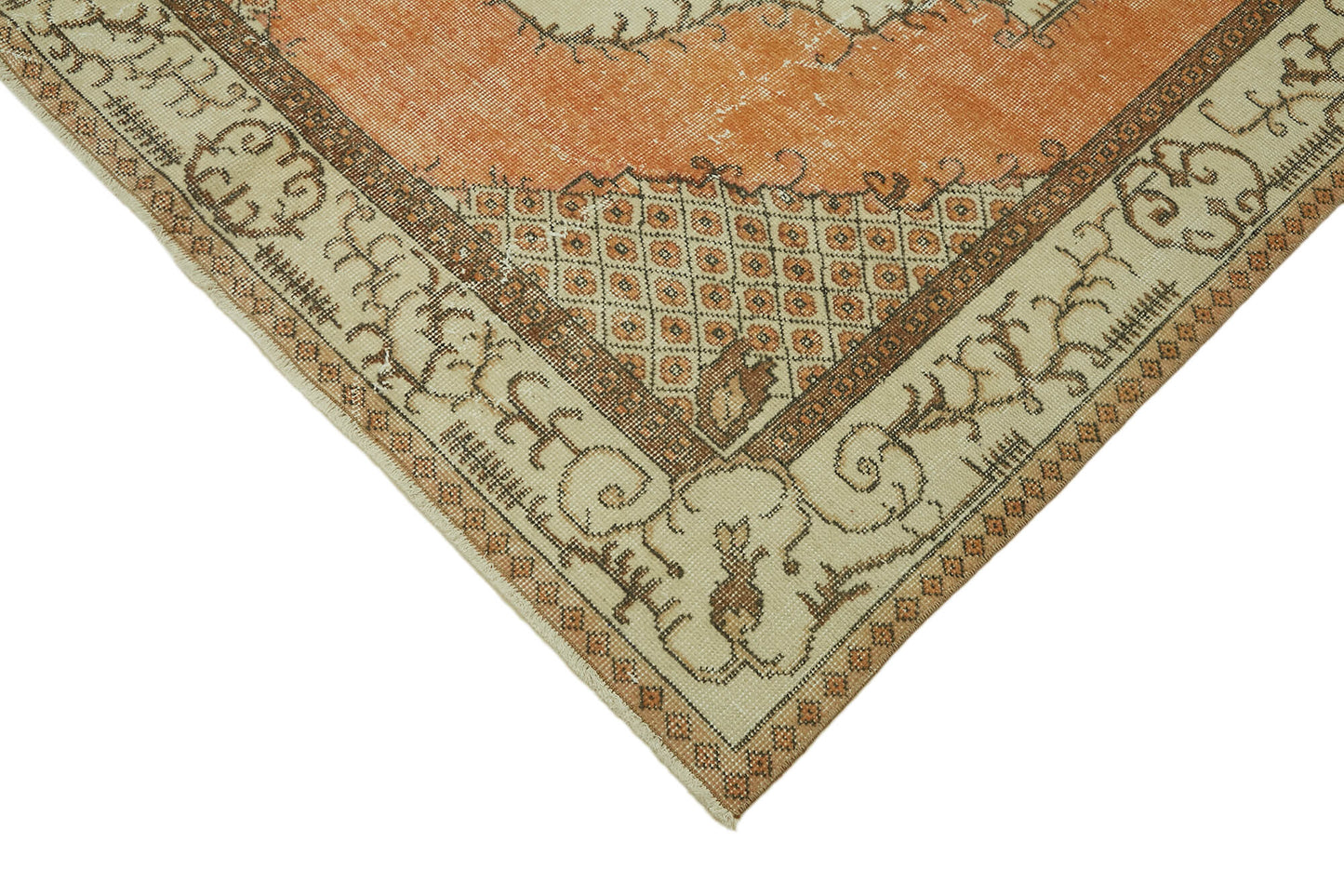 5x9 Beige Turkish Vintage Area Rug - 44621
