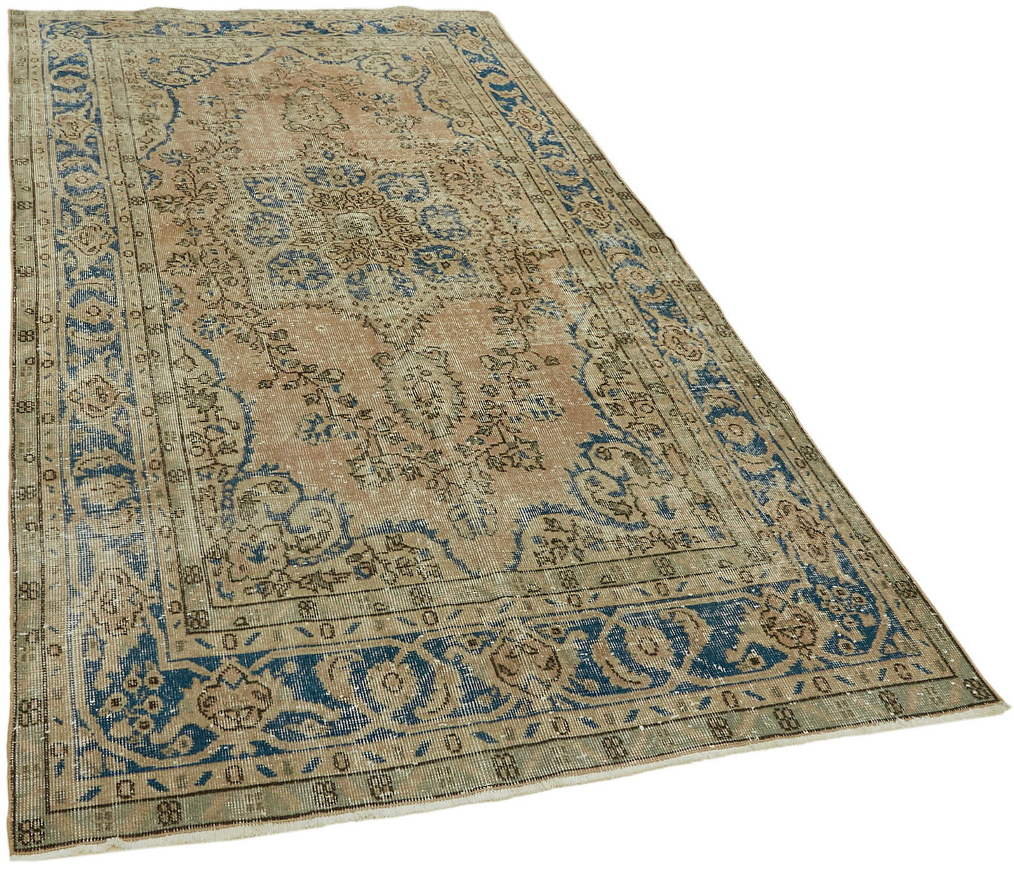 5x9 Beige Turkish Vintage Area Rug - 44630