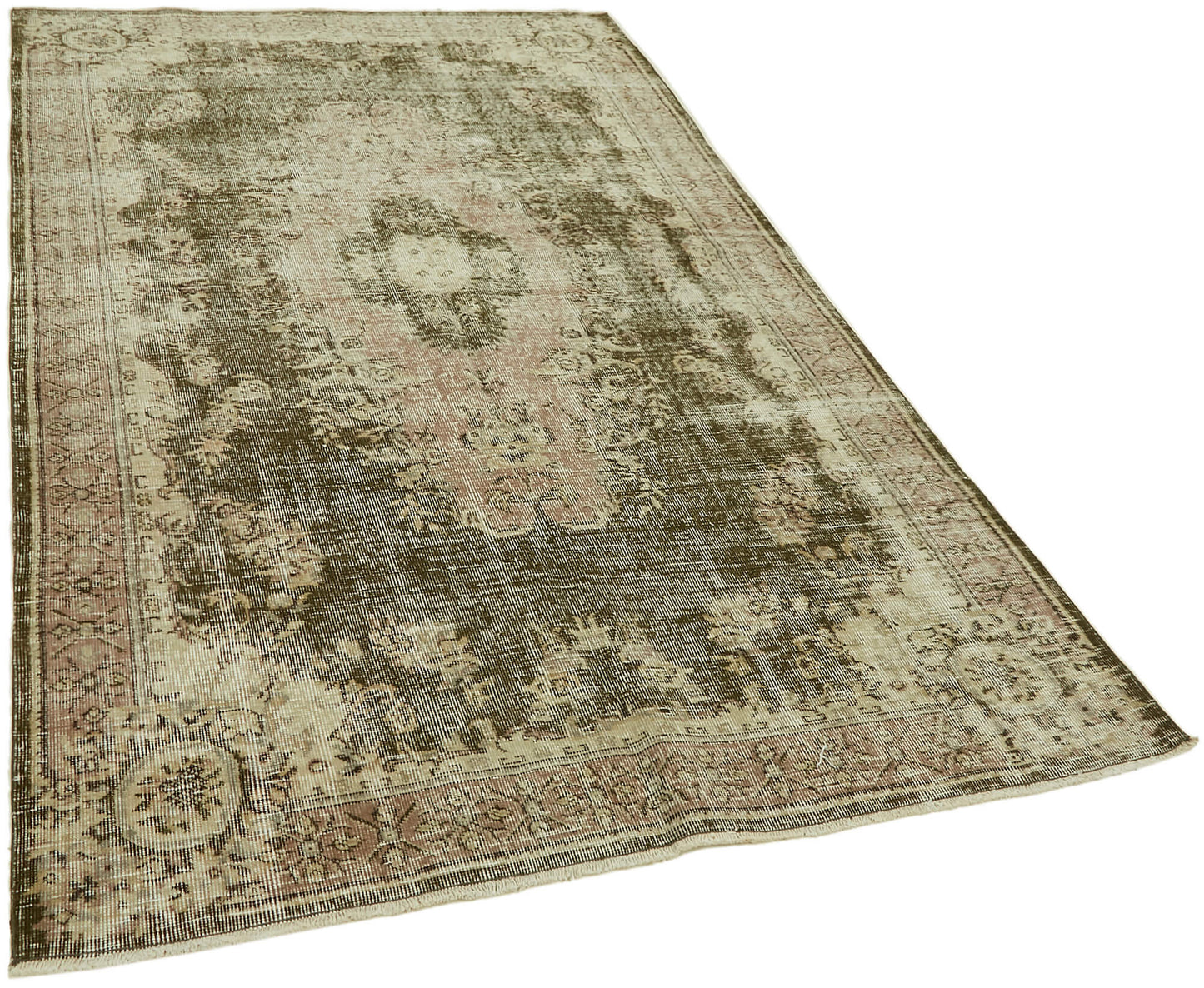 5x9 Beige Turkish Vintage Area Rug - 44634