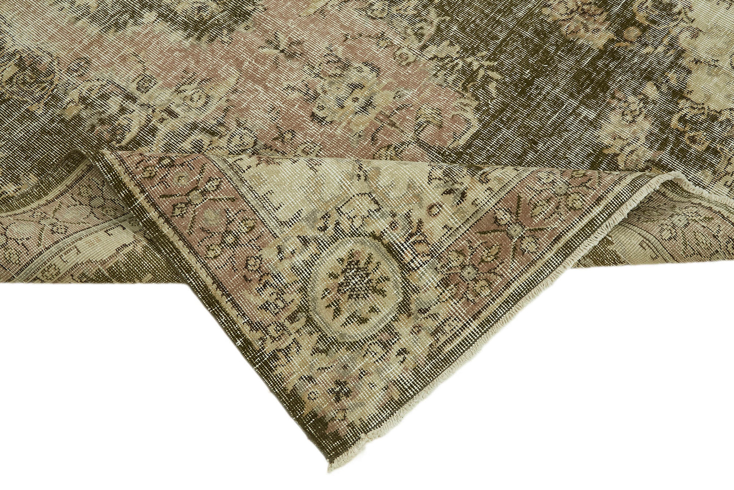 5x9 Beige Turkish Vintage Area Rug - 44634