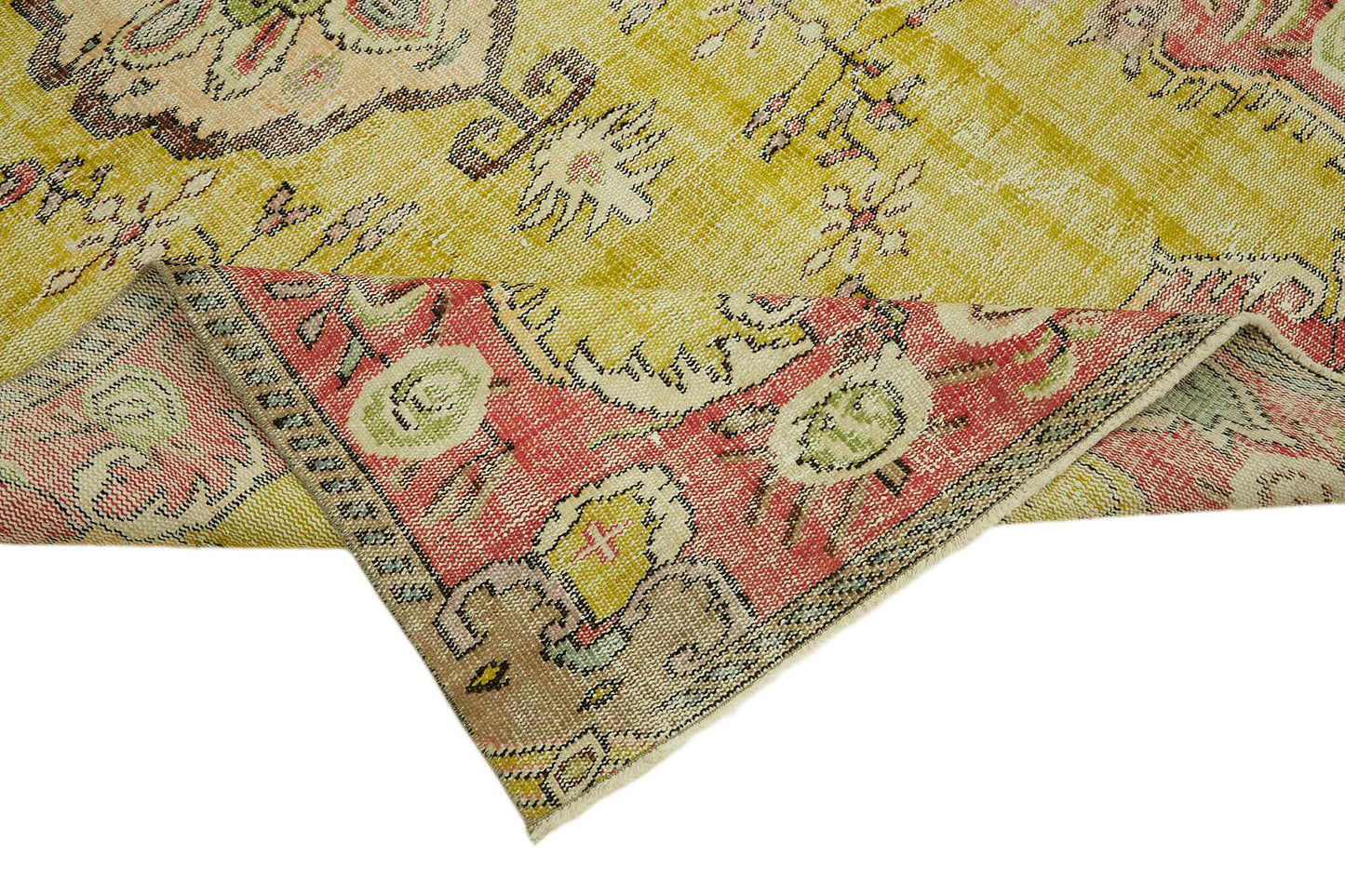 5x9 Beige Turkish Vintage Area Rug - 44642