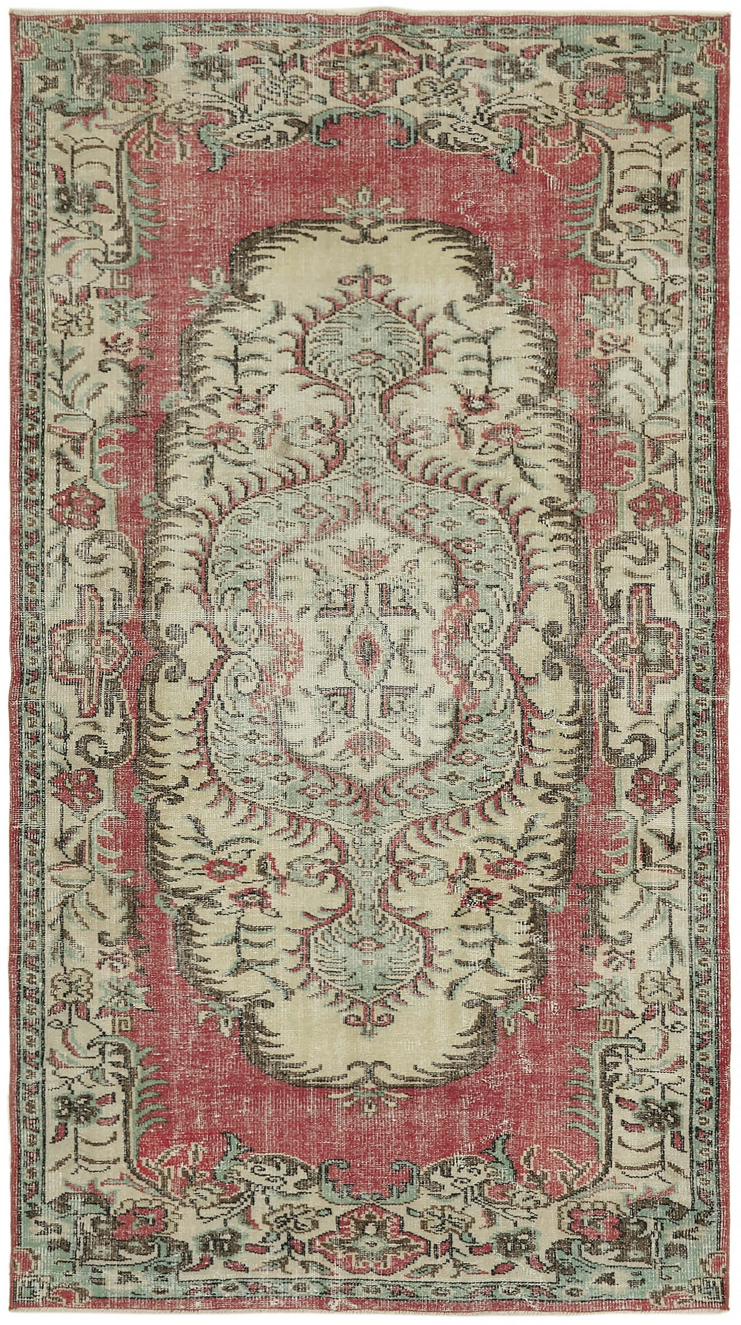 5x10 Beige Turkish Vintage Area Rug - 44643