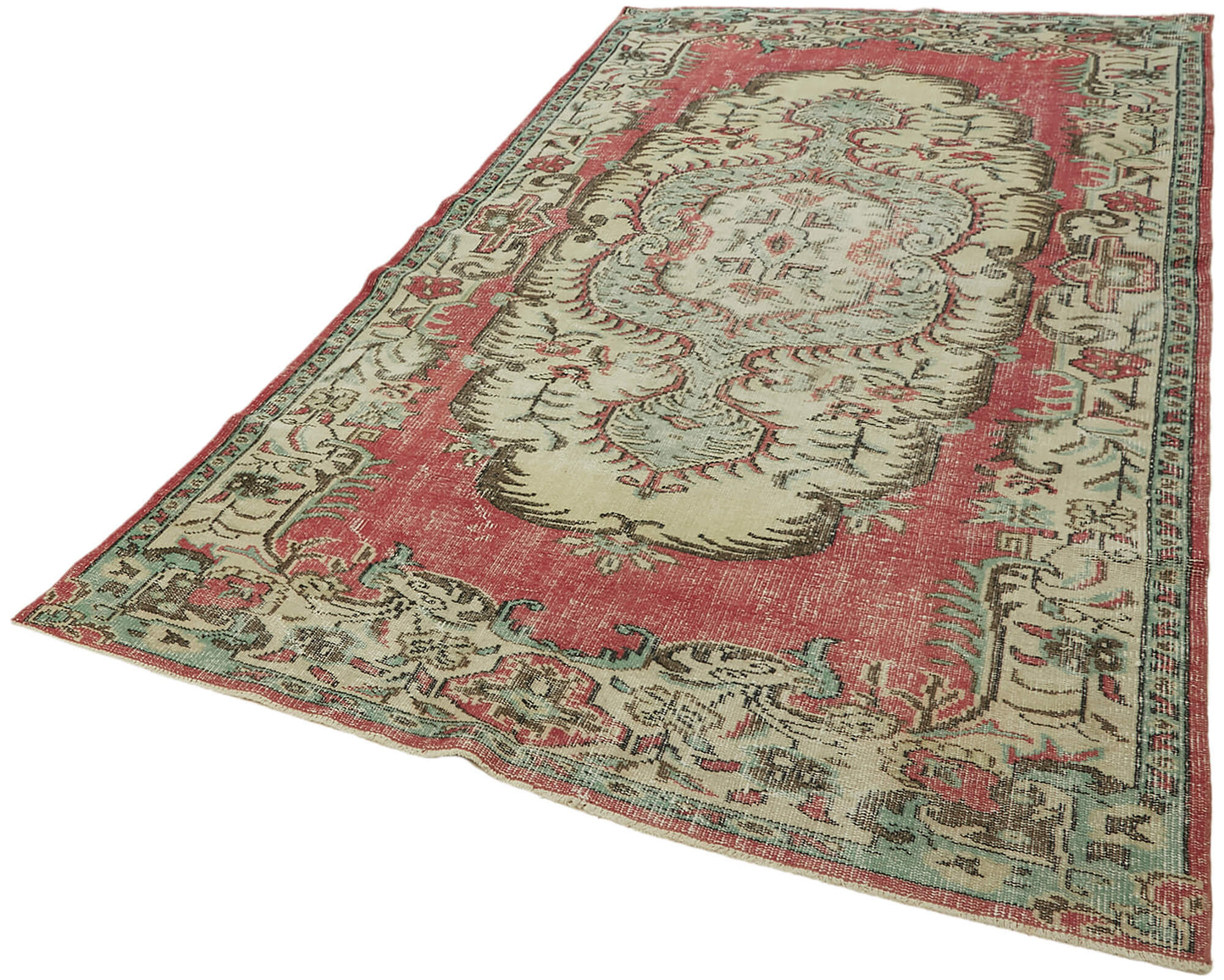 5x10 Beige Turkish Vintage Area Rug - 44643