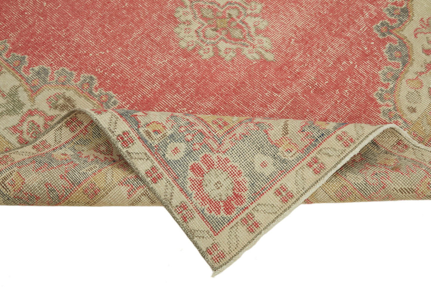 5x9 Beige Turkish Vintage Area Rug - 44646