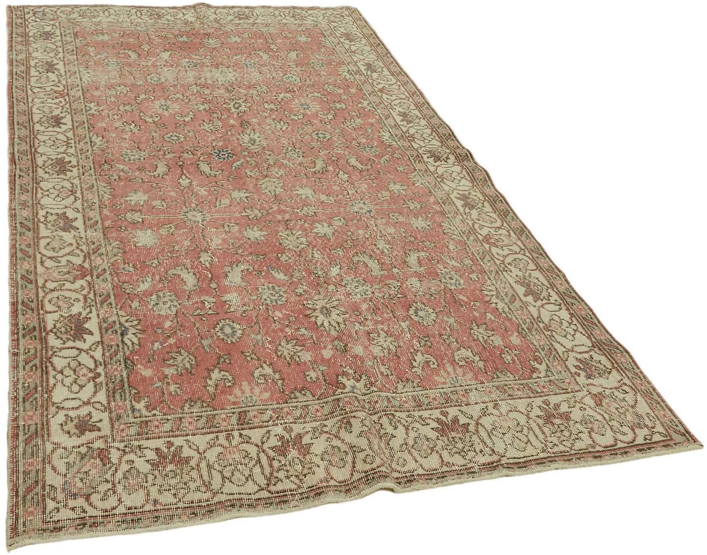 5x8 Beige Turkish Vintage Area Rug - 44648