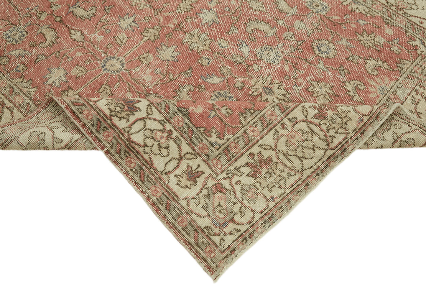 5x8 Beige Turkish Vintage Area Rug - 44648