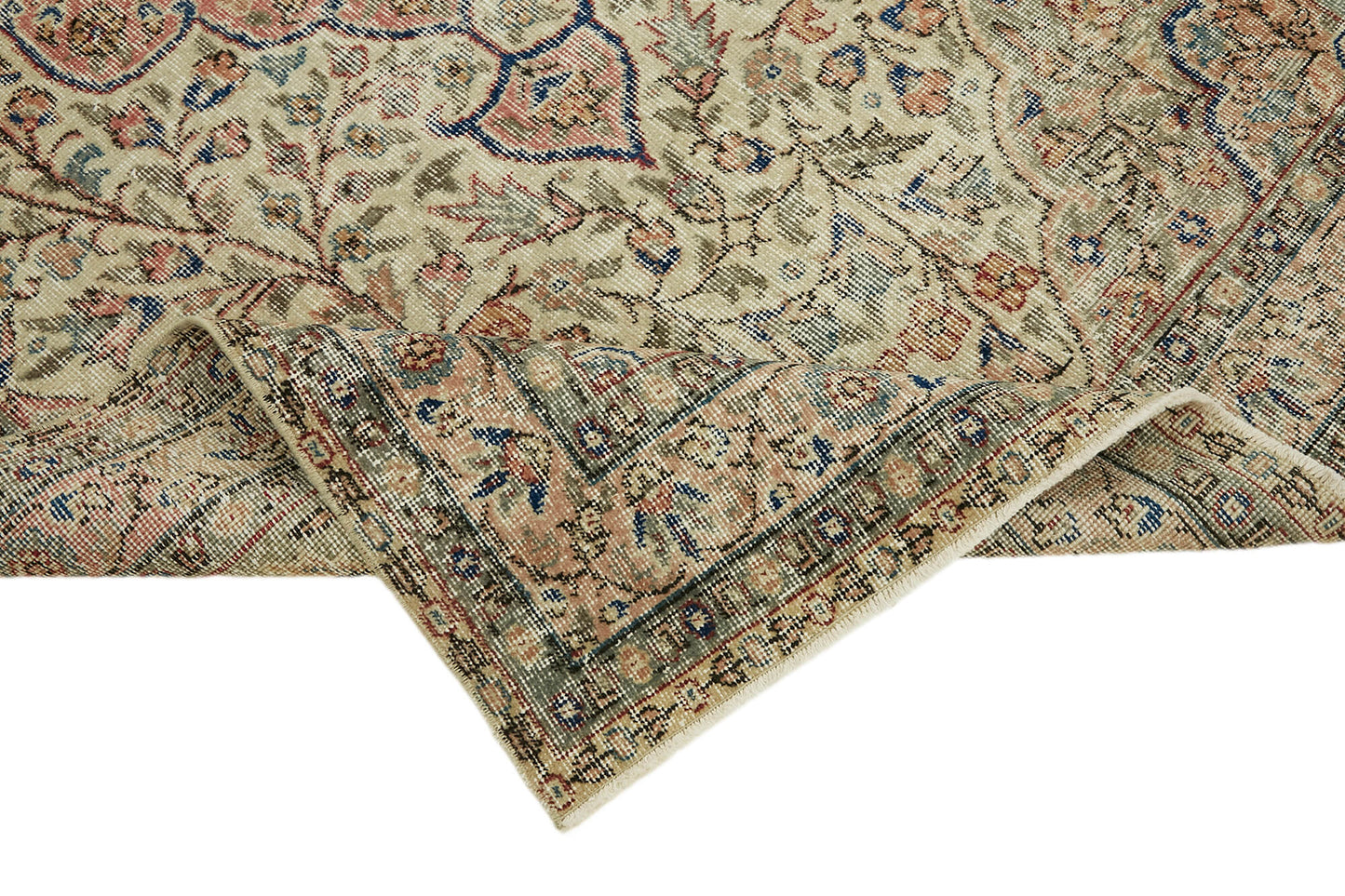 5x8 Beige Turkish Vintage Area Rug - 44652