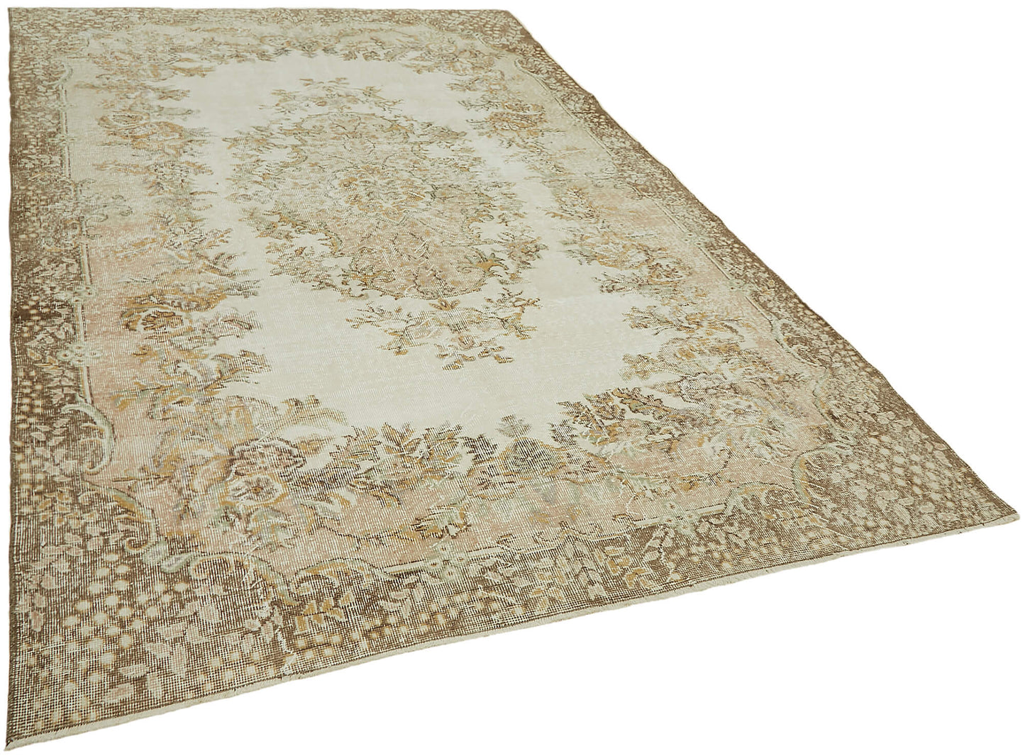 7x10 Beige Turkish Vintage Area Rug - 44696