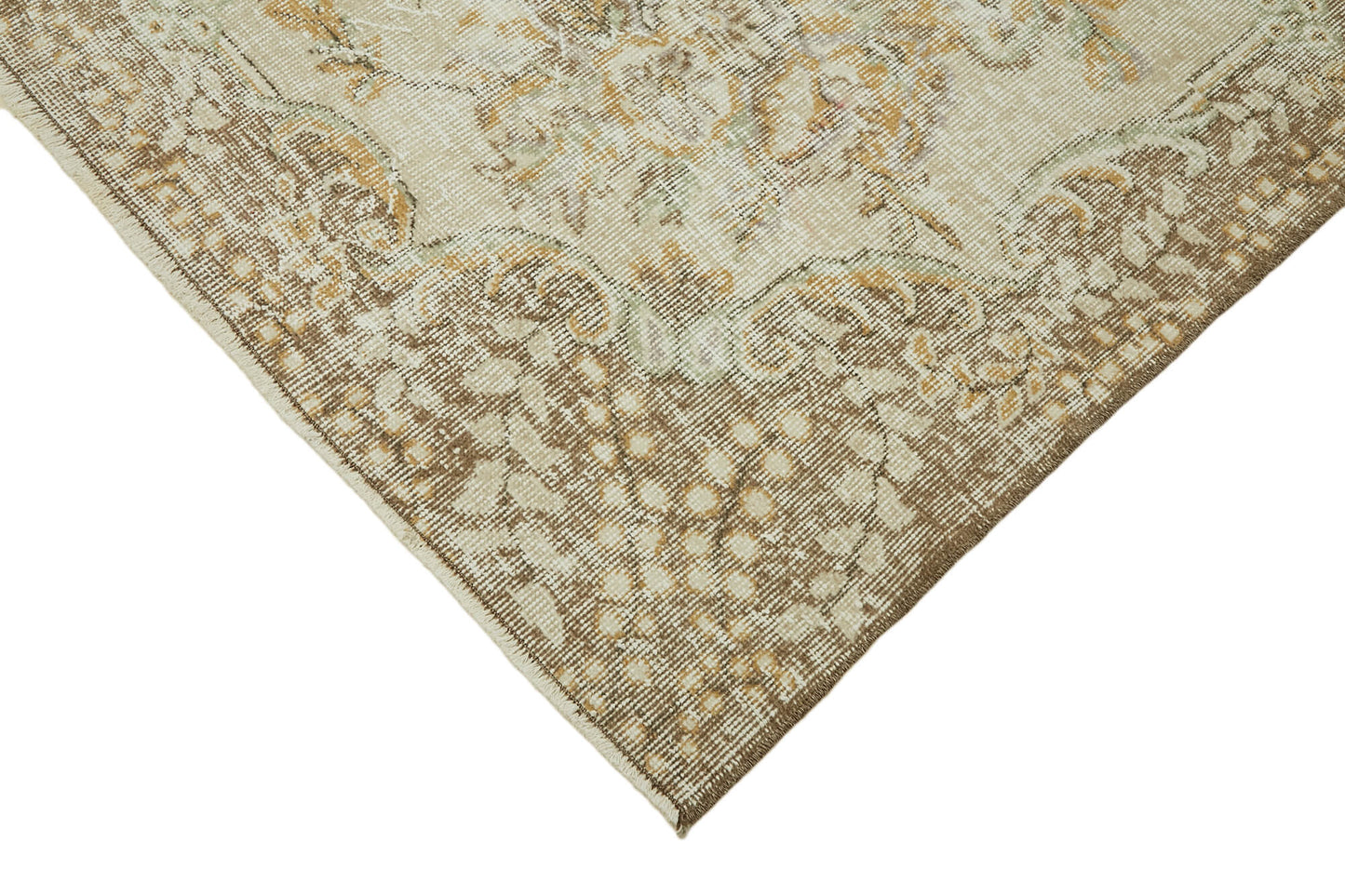 7x10 Beige Turkish Vintage Area Rug - 44696