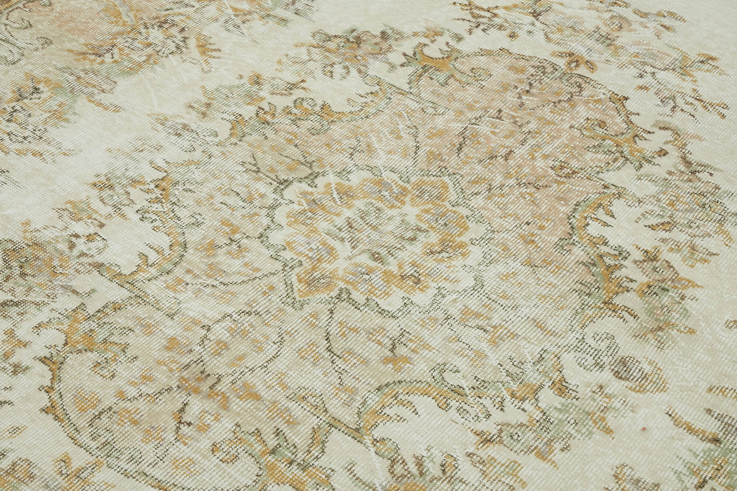 7x10 Beige Turkish Vintage Area Rug - 44696