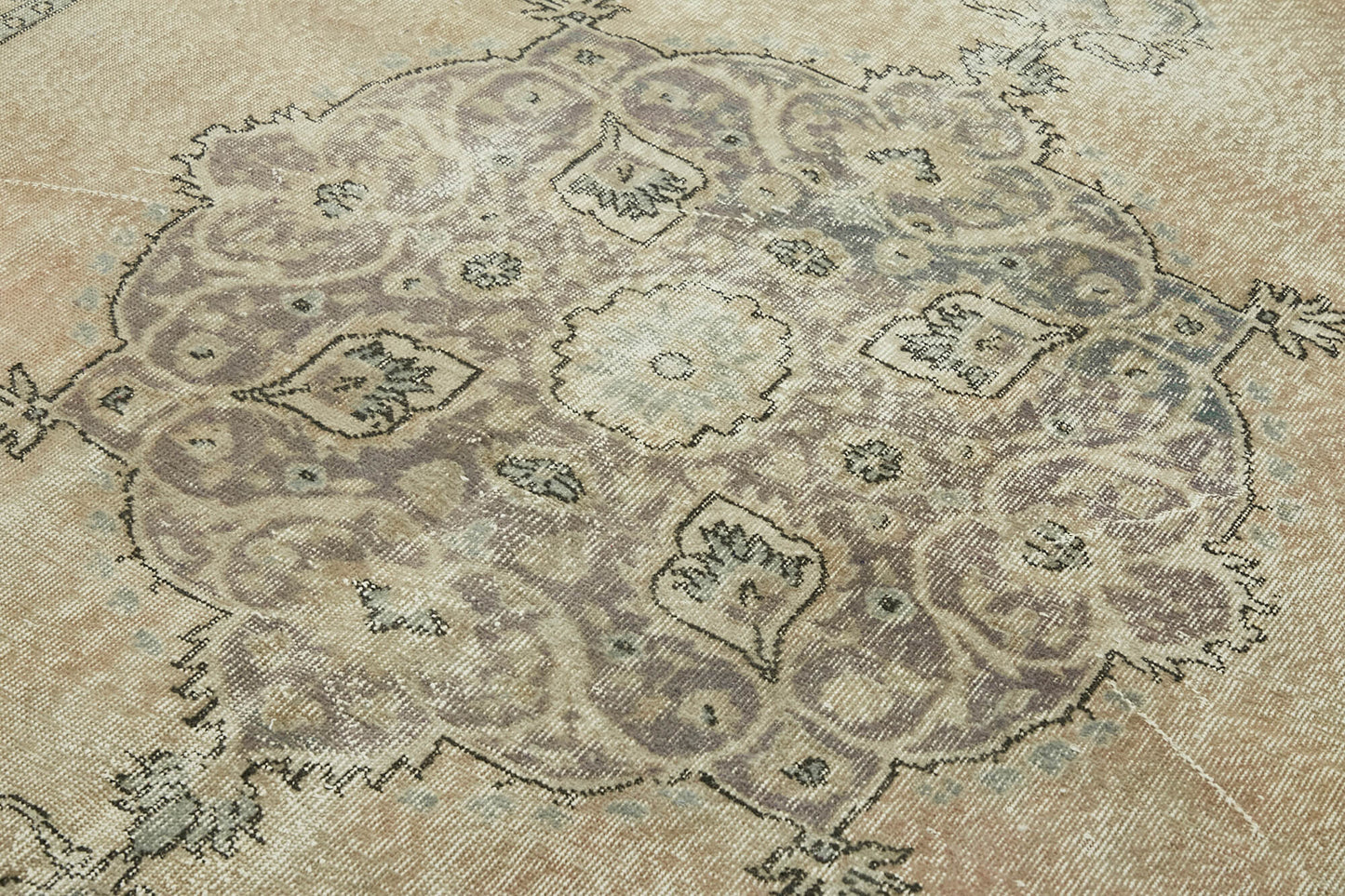 7x10 Beige Turkish Vintage Area Rug - 44699