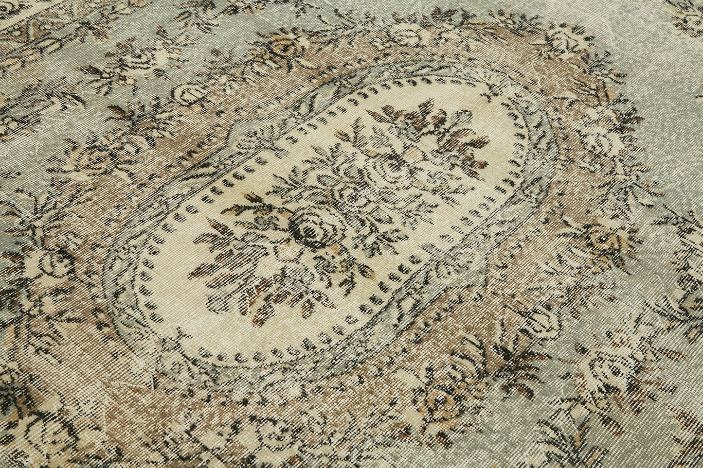 7x11 Beige Turkish Vintage Area Rug - 44713