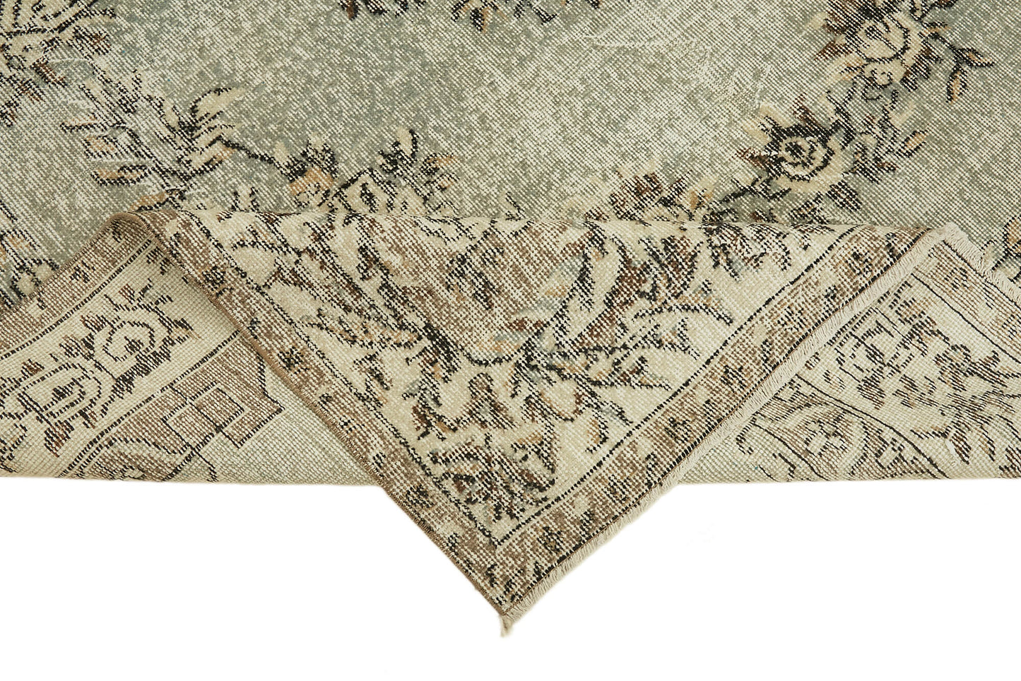 7x11 Beige Turkish Vintage Area Rug - 44713