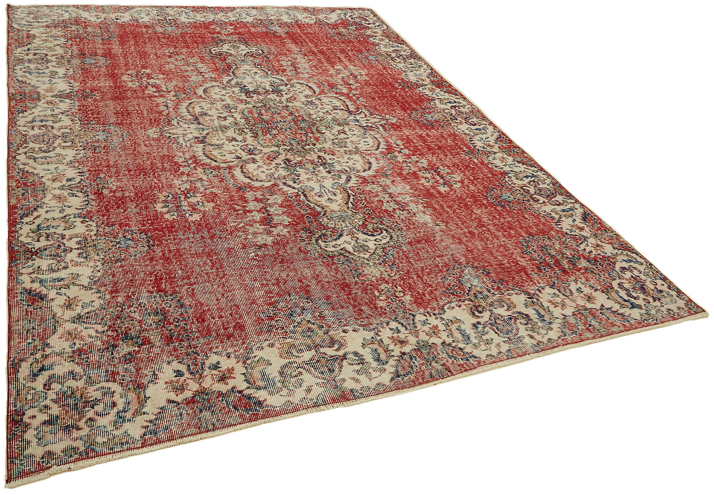 7x10 Beige Turkish Vintage Area Rug - 44758