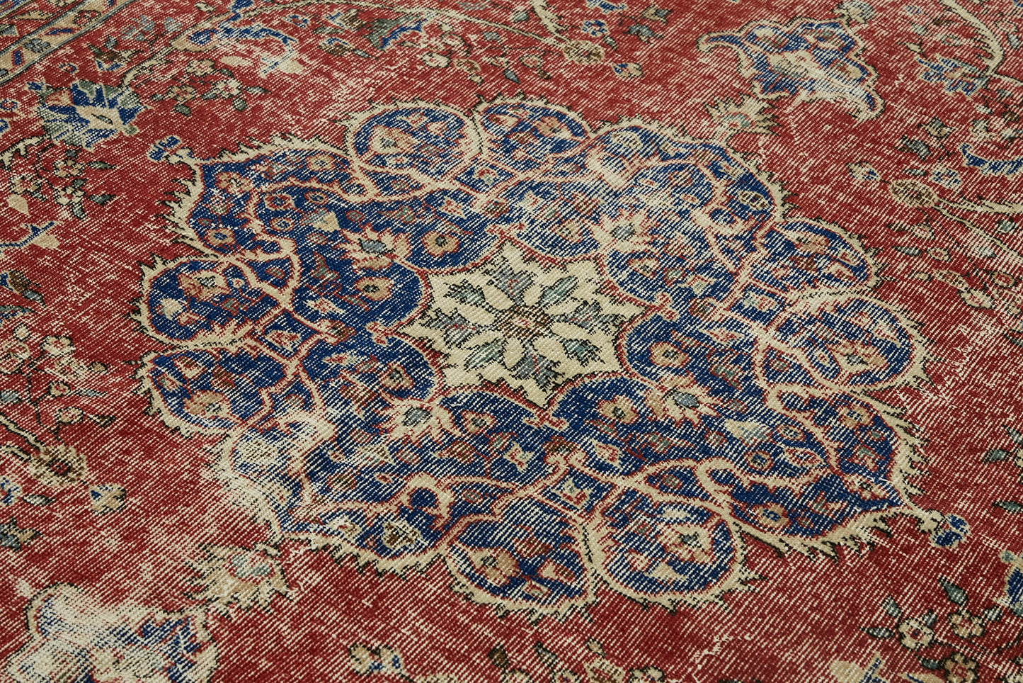 7x10 Beige Turkish Vintage Area Rug - 44759