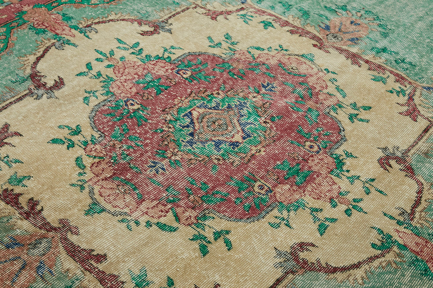 7x10 Beige Turkish Vintage Area Rug - 44777