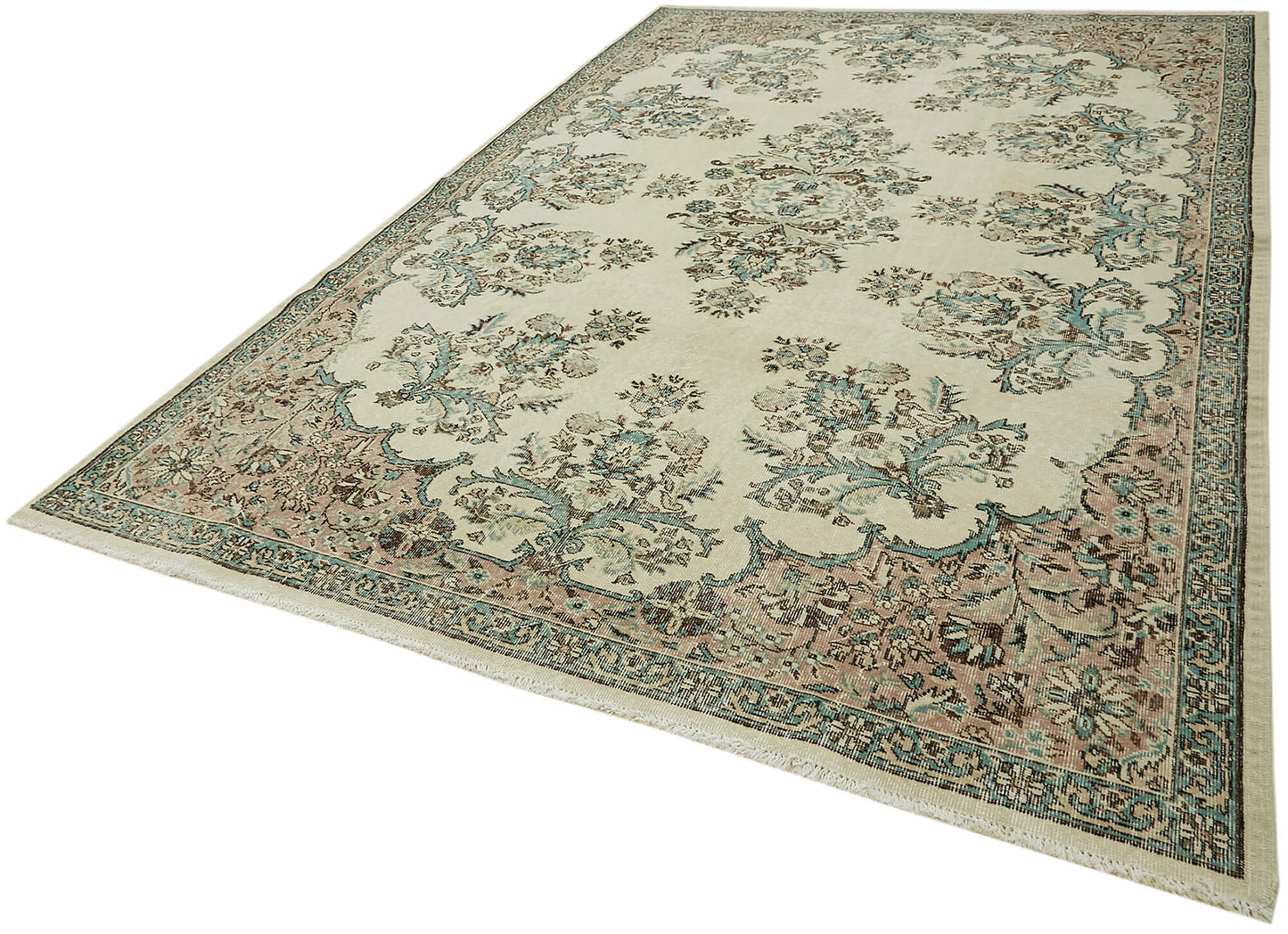 7x11 Beige Turkish Vintage Area Rug - 44797