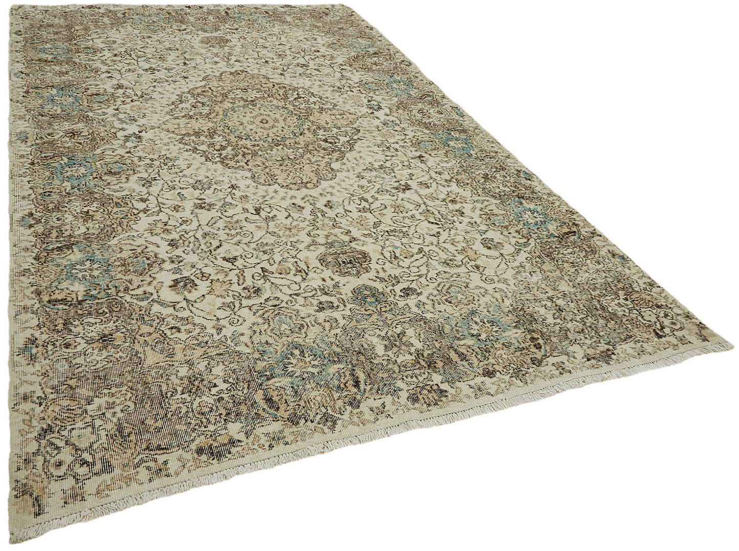 7x11 Beige Turkish Vintage Area Rug - 44799