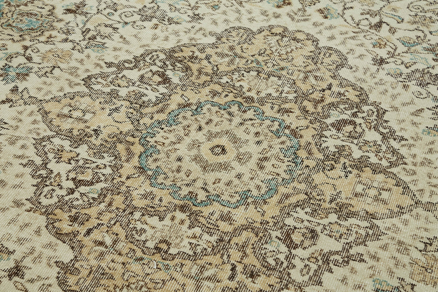 7x11 Beige Turkish Vintage Area Rug - 44799