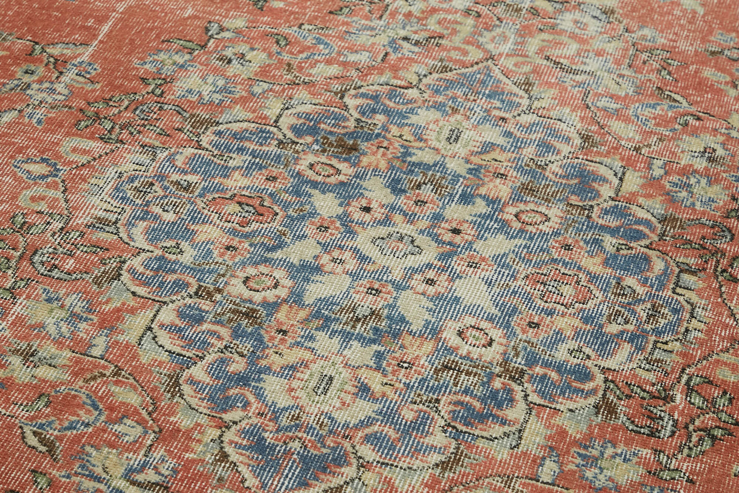 7x11 Beige Turkish Vintage Area Rug - 44800
