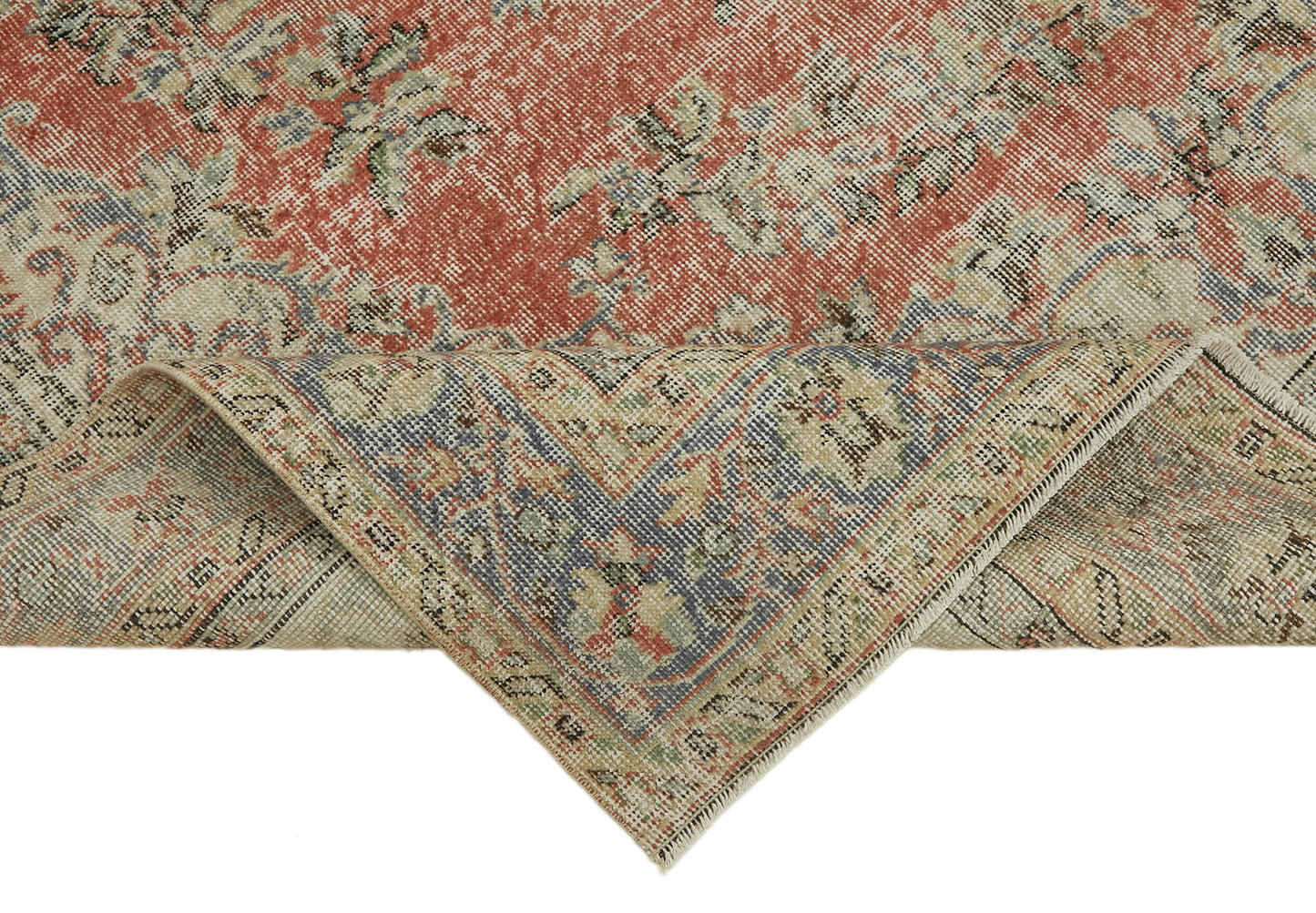 7x11 Beige Turkish Vintage Area Rug - 44800