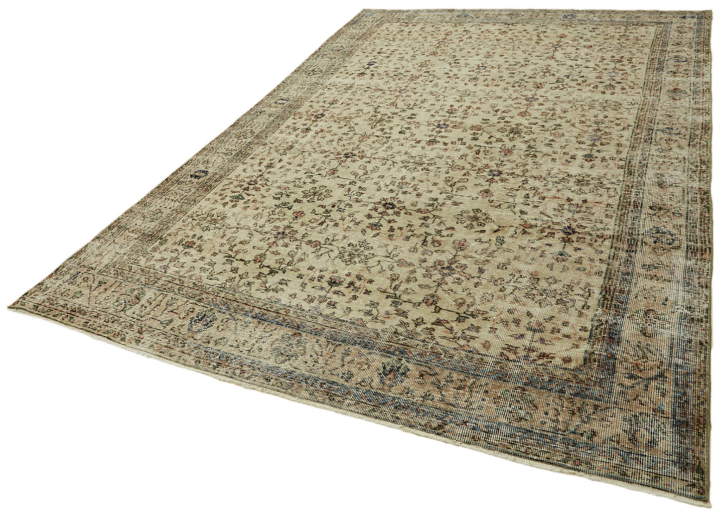 7x10 Beige Turkish Vintage Area Rug - 44811