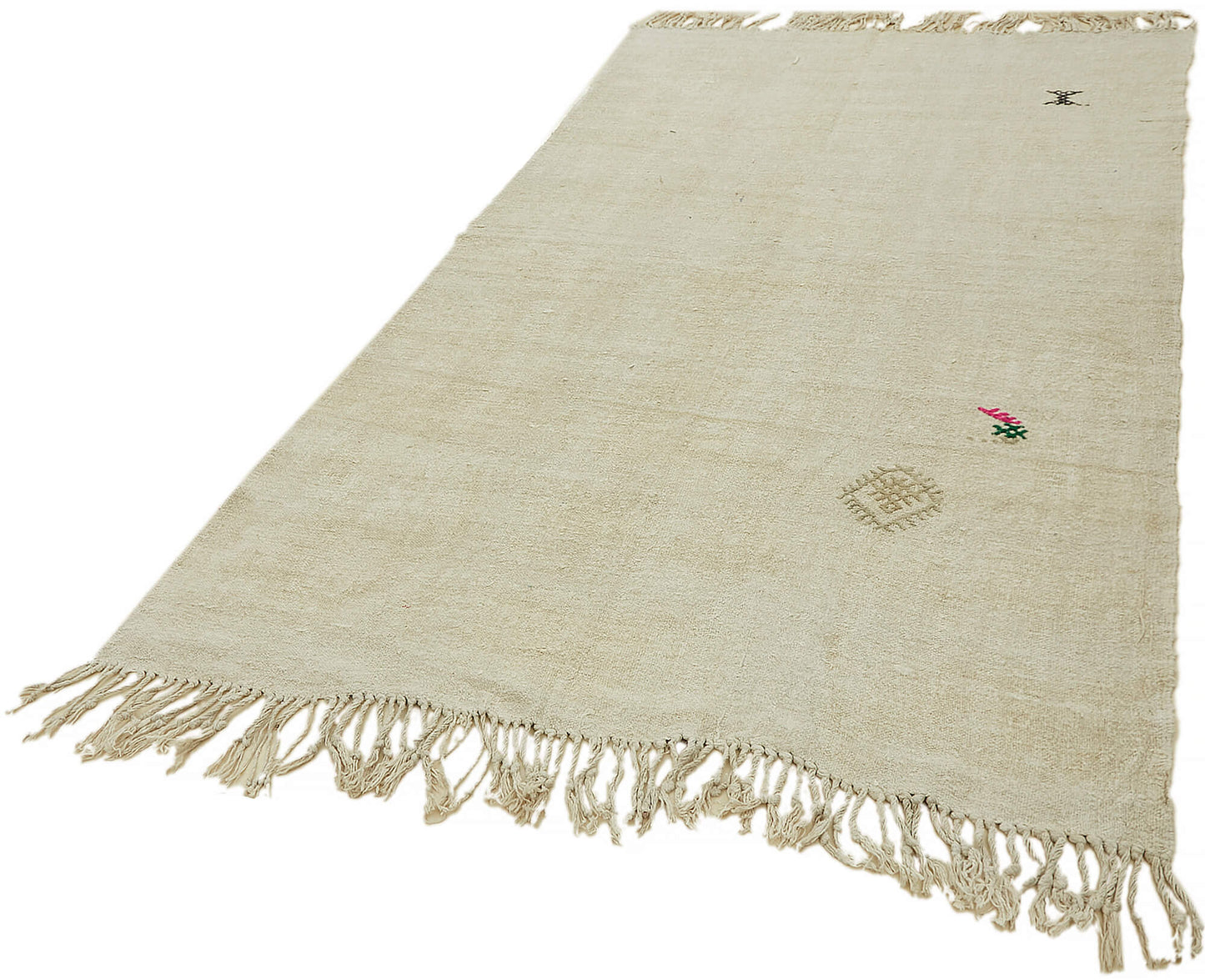 5x9 White Hemp Kilim Rug - 44856