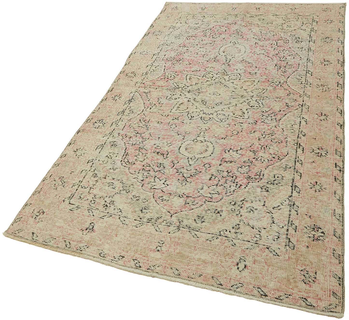 4x7 Beige Turkish Vintage Area Rug - 44930