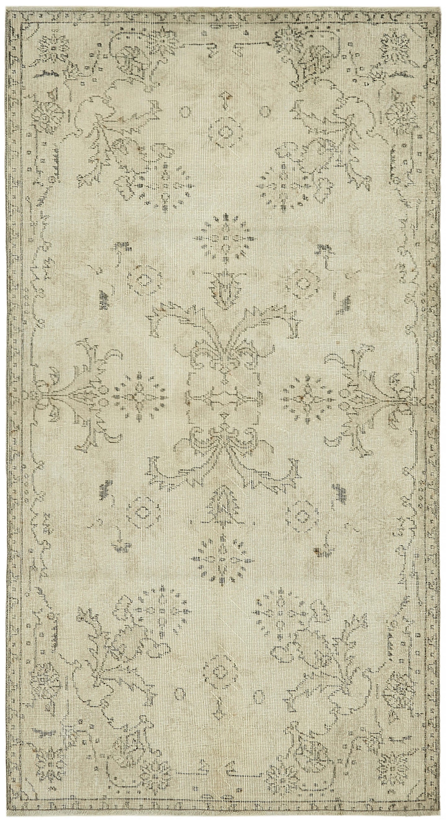 4x7 Beige Turkish Vintage Area Rug - 44931