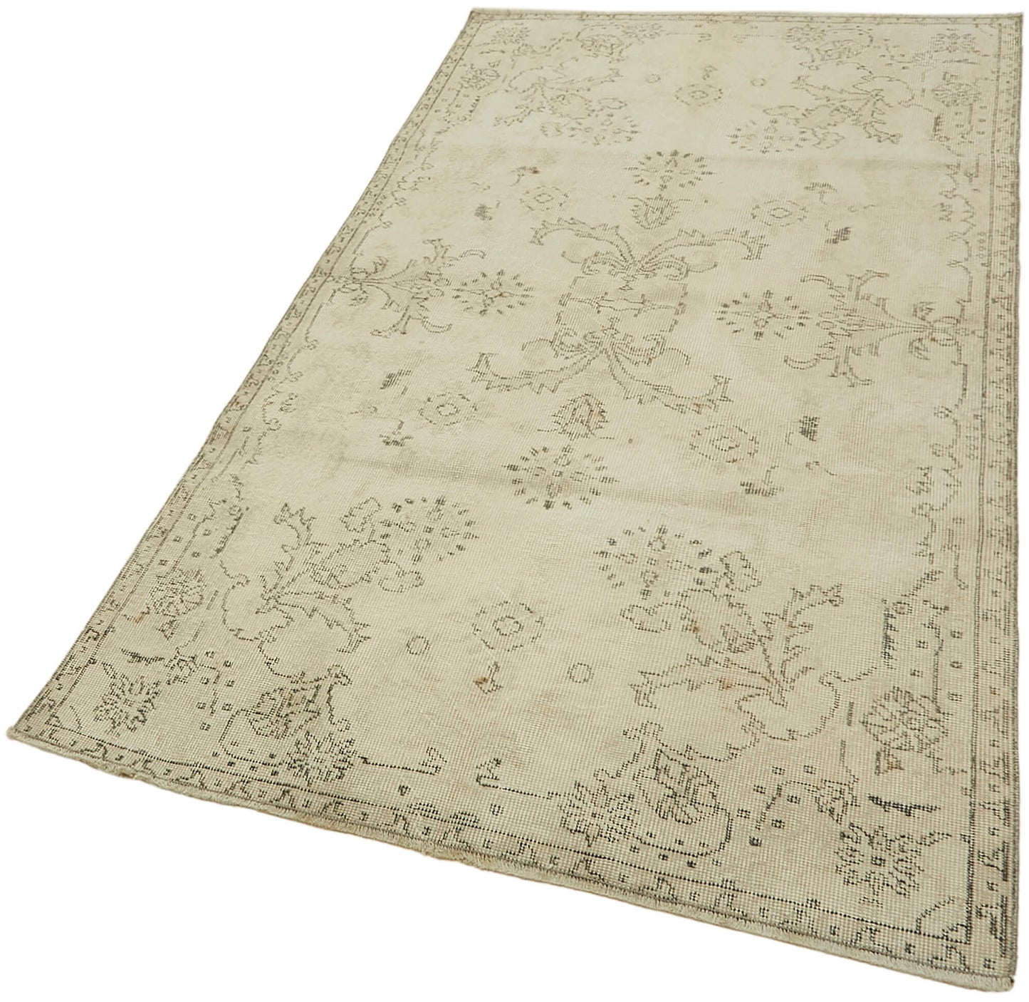 4x7 Beige Turkish Vintage Area Rug - 44931