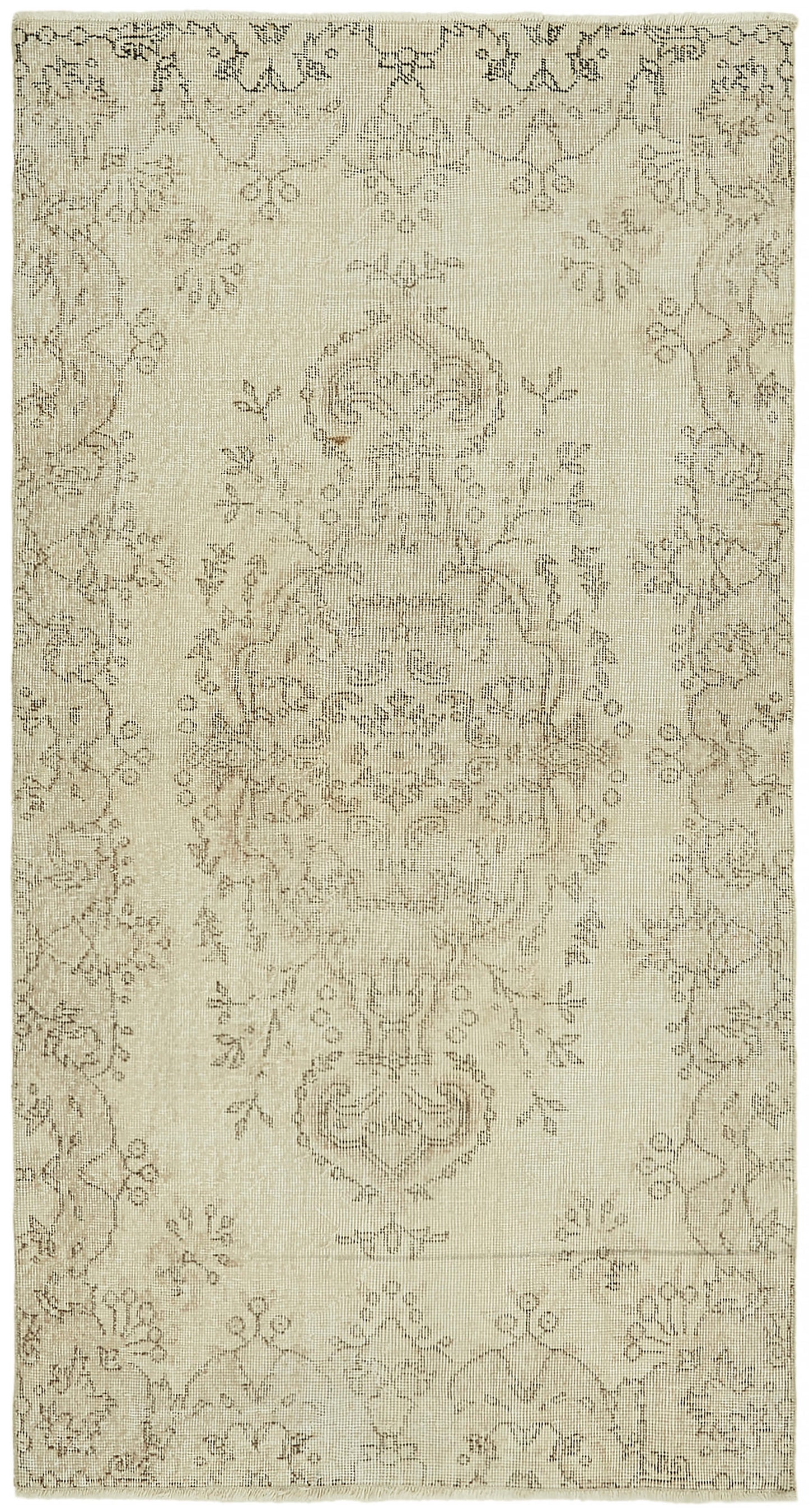 4x7 Beige Turkish Vintage Area Rug - 44944