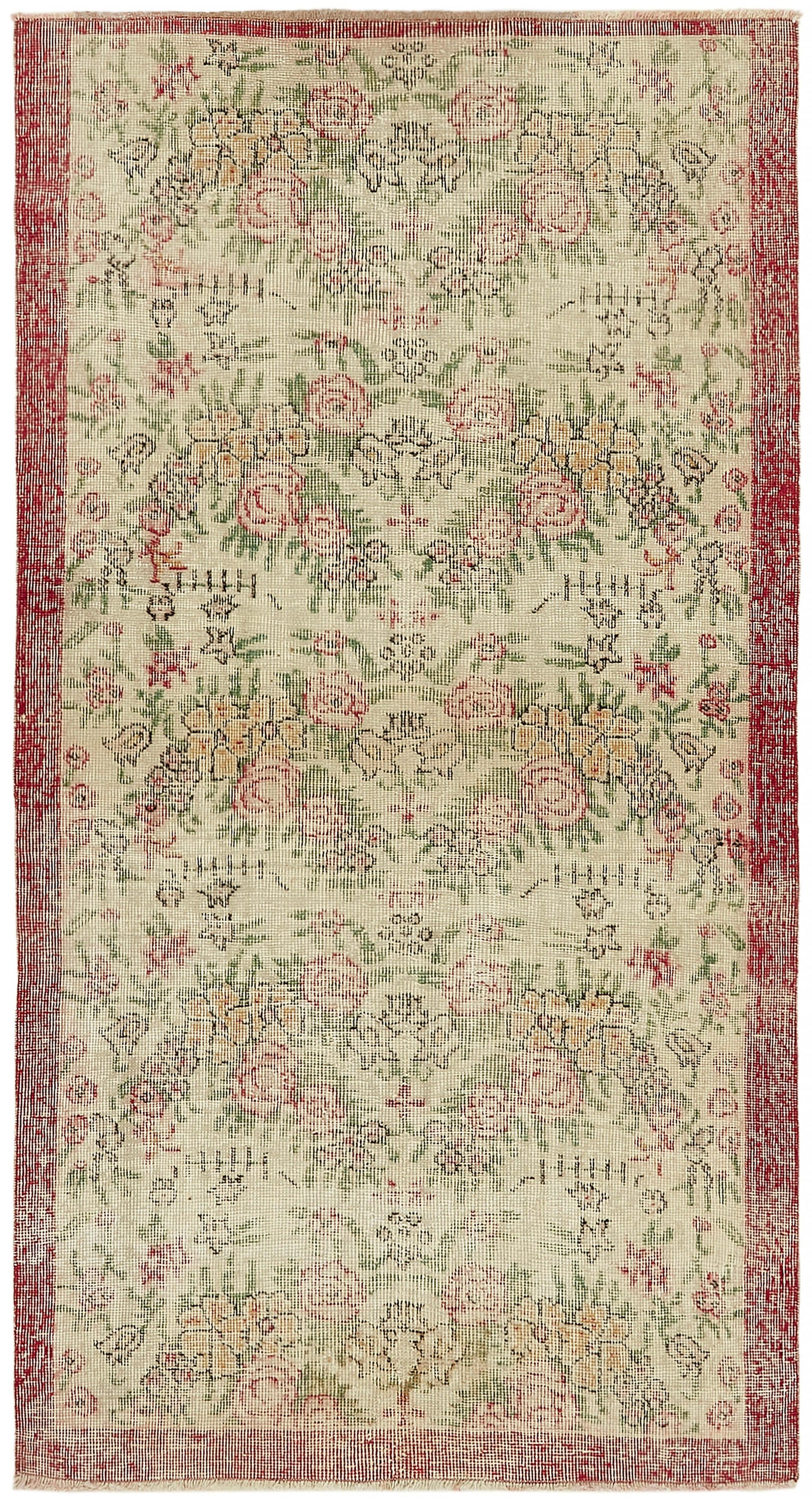 3x6 Beige Turkish Vintage Area Rug - 44953
