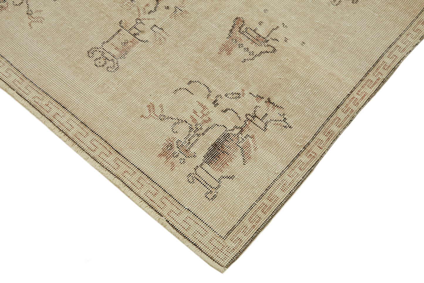 4x7 Beige Turkish Vintage Area Rug - 44954