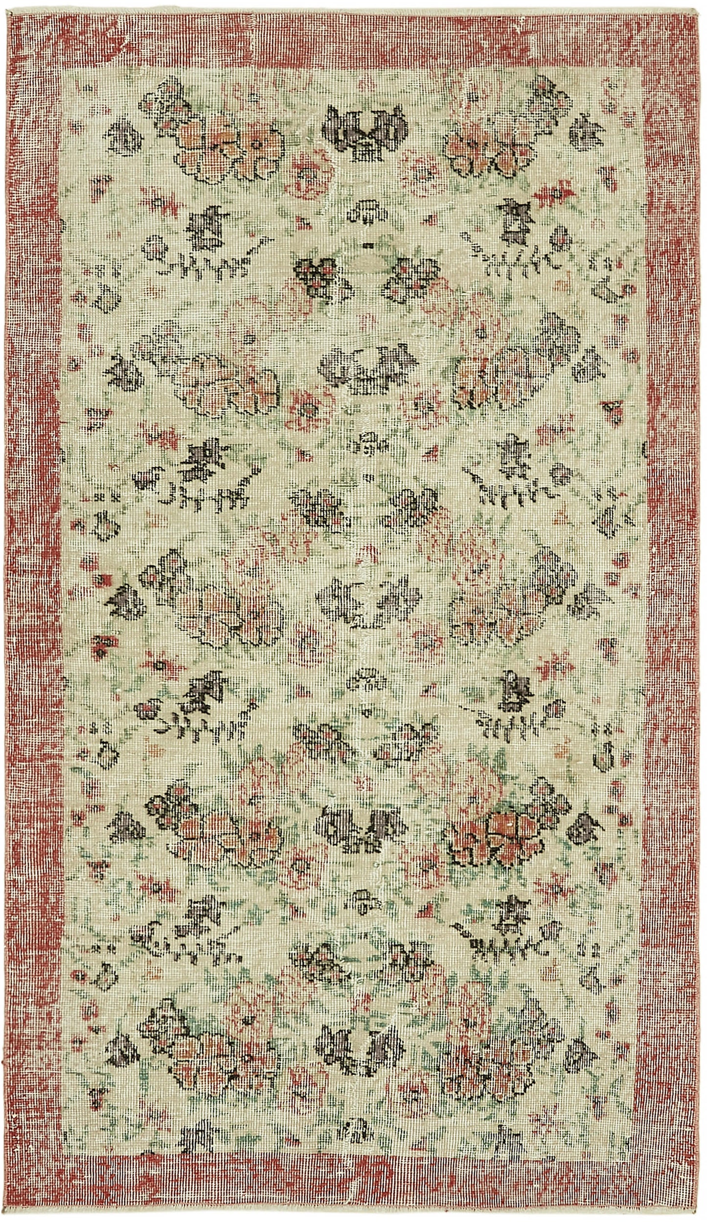 4x6 Beige Turkish Vintage Area Rug - 44975